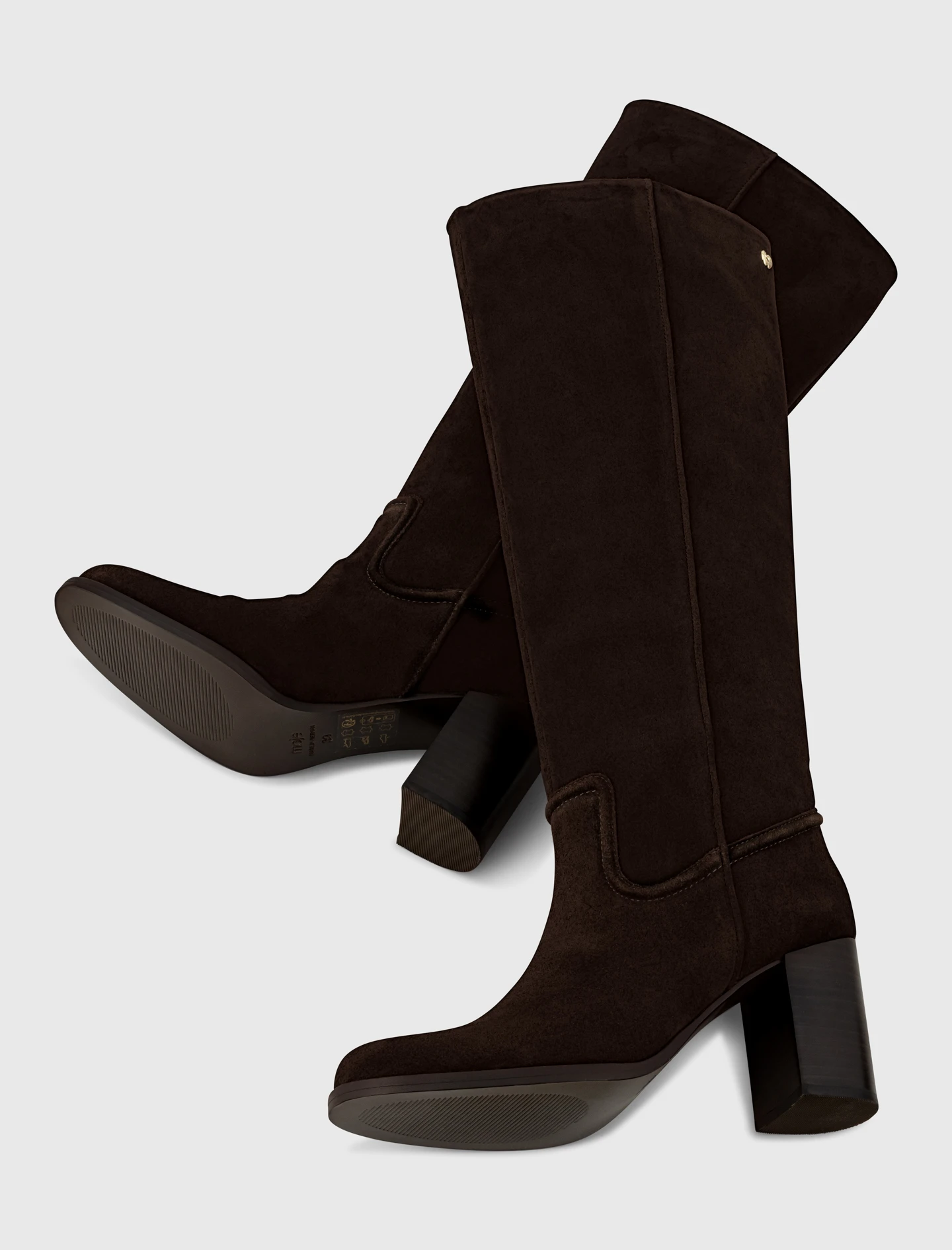 Heeled suede boots - Brown