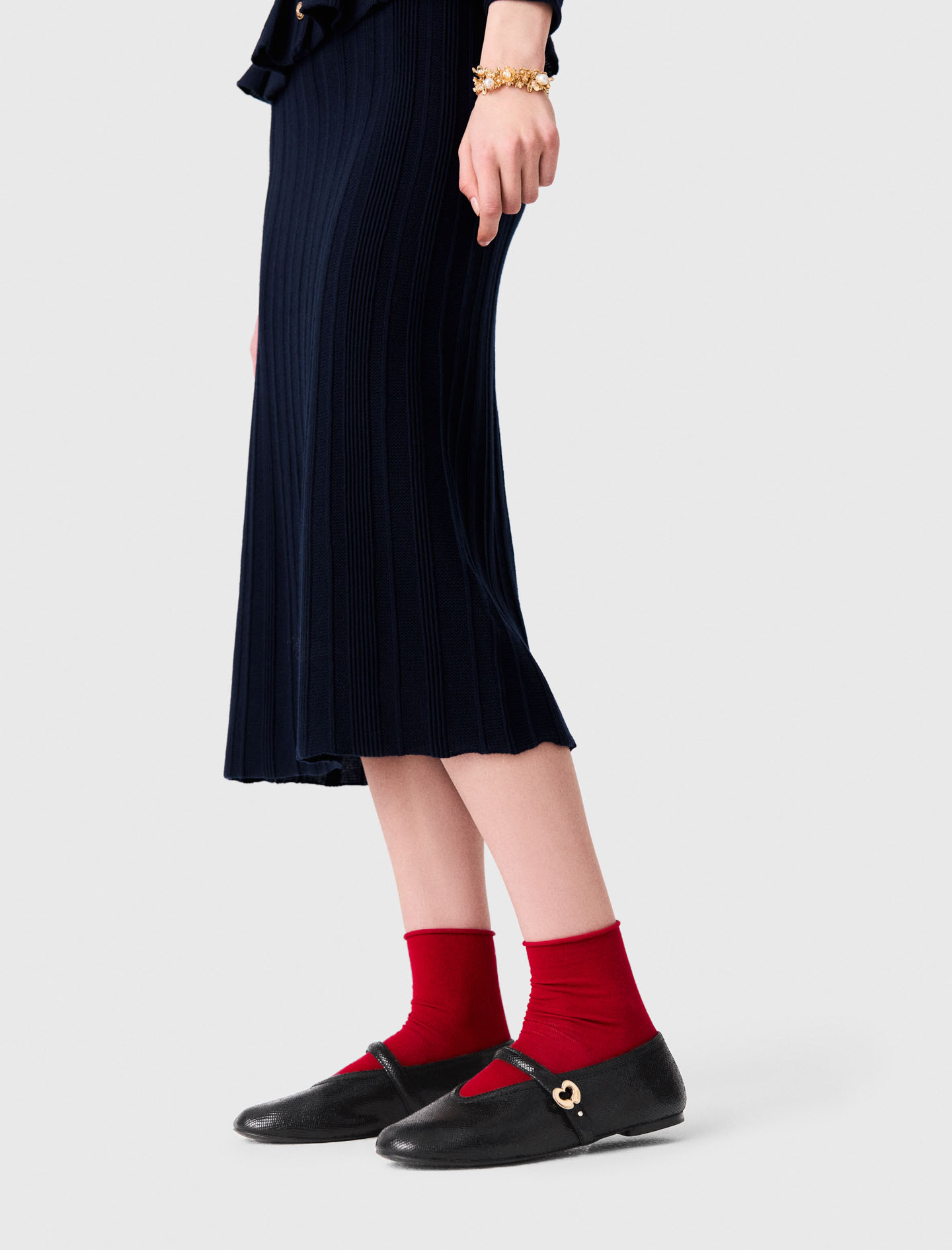 Embossed leather ballet flats - Black