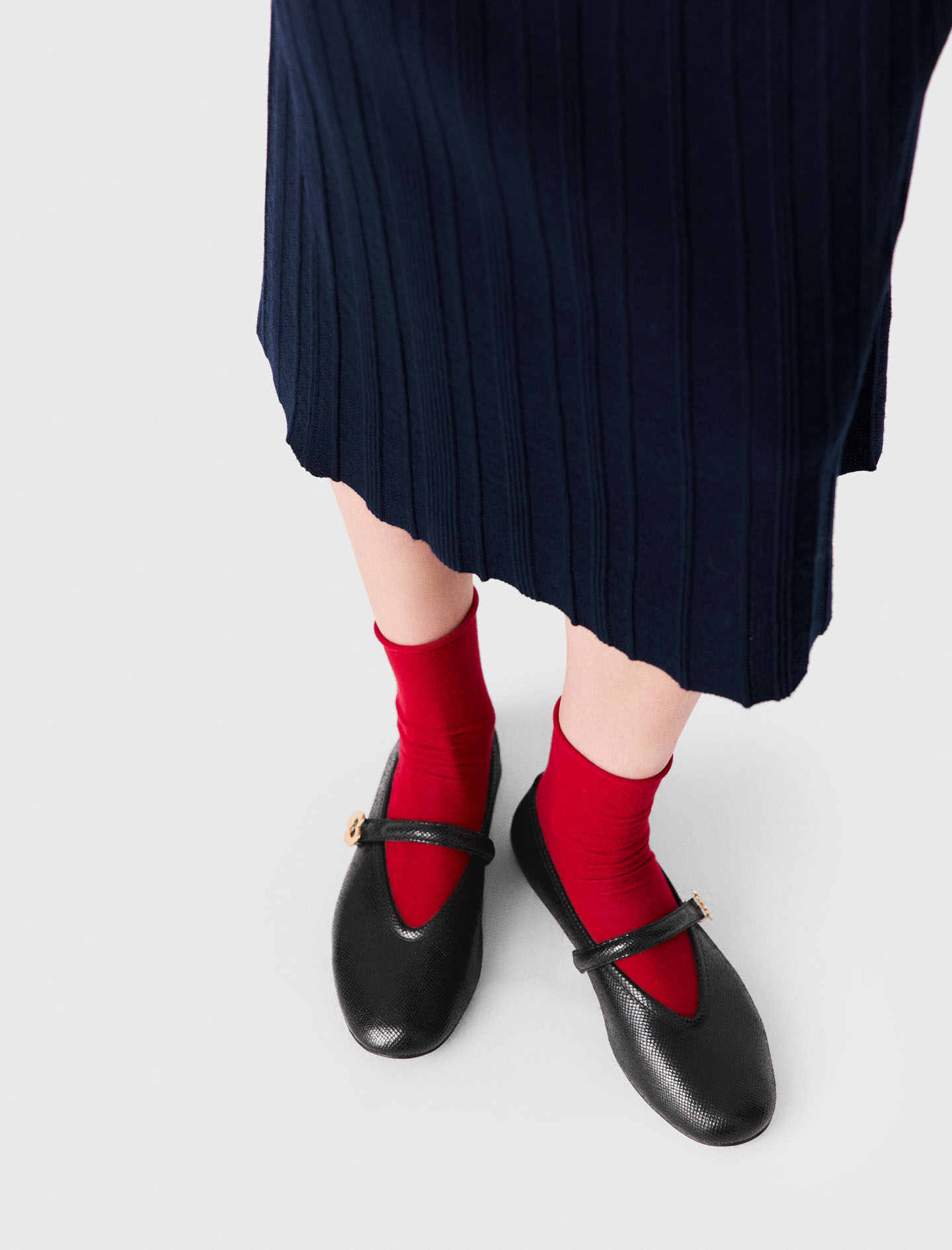 Embossed leather ballet flats - Black