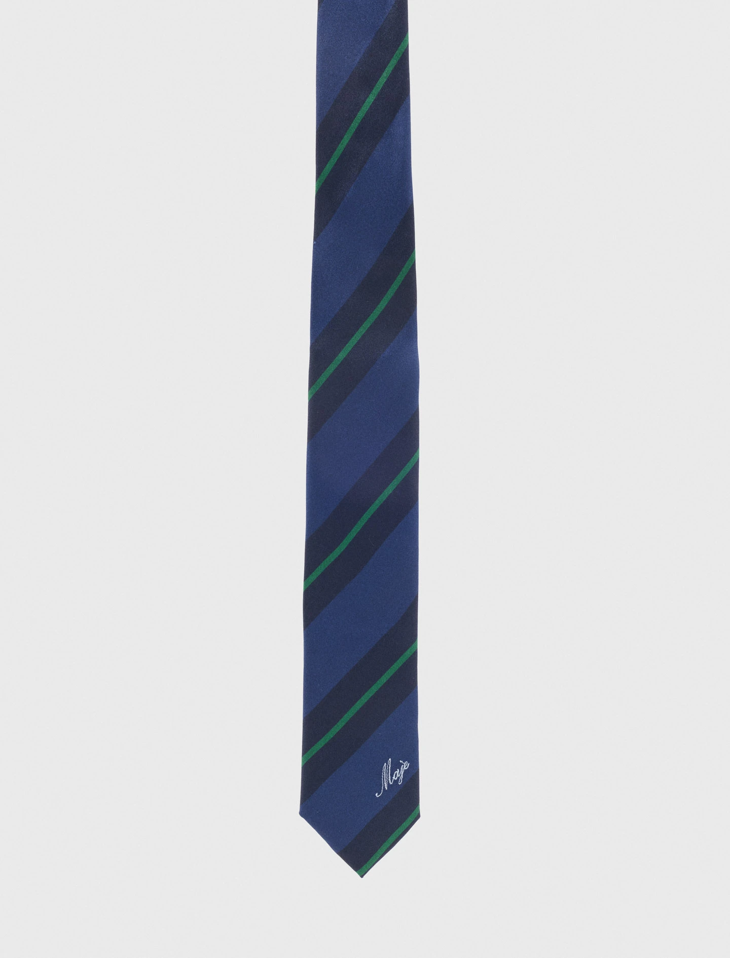 Striped silk tie - Navy