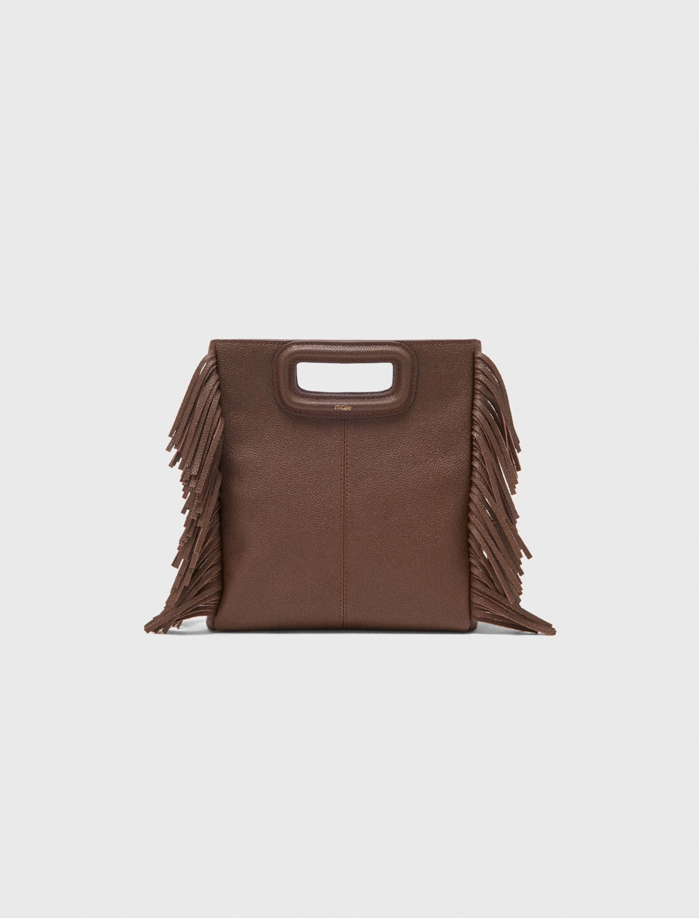 Grained leather M bag - Brown