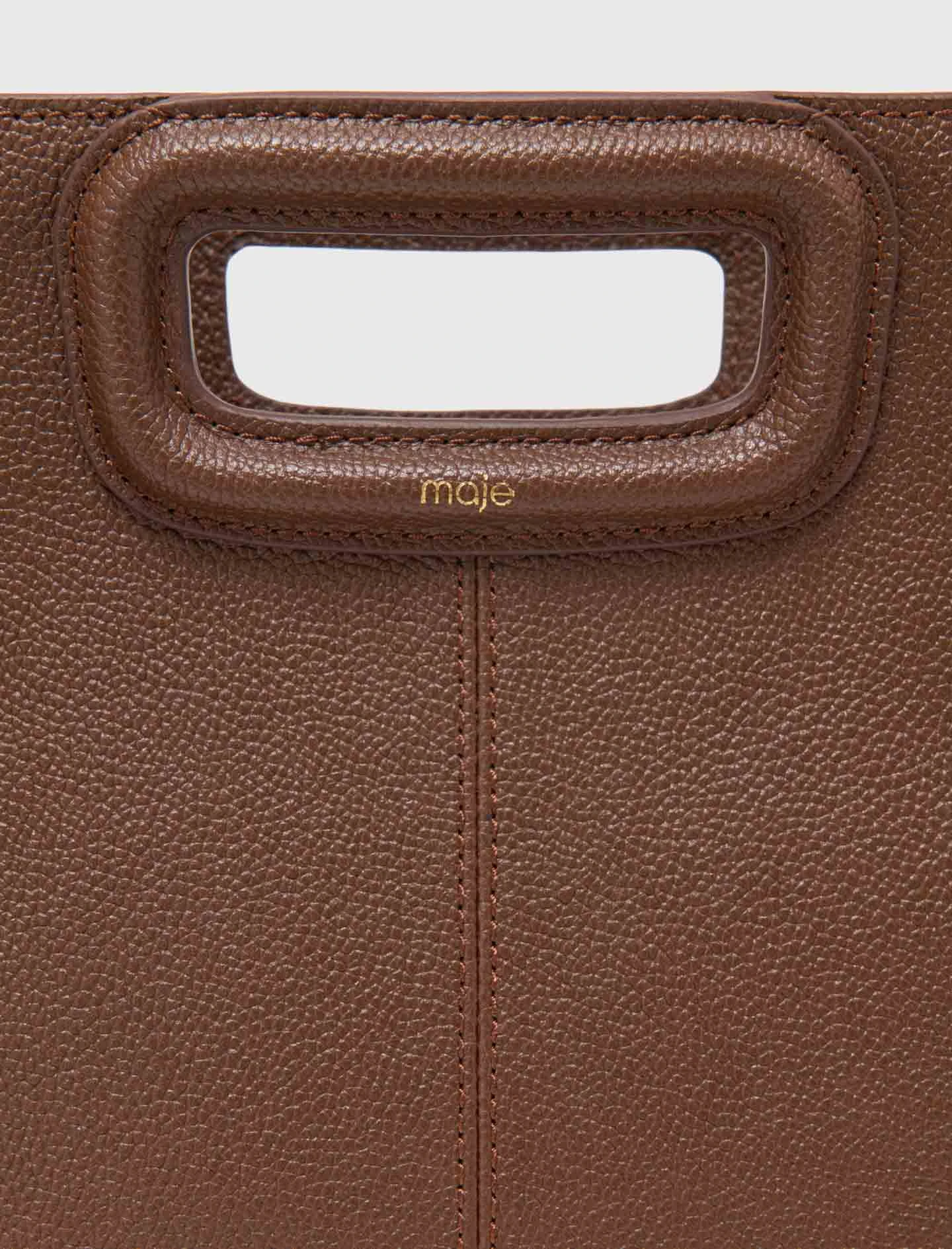 Grained leather M bag - Brown