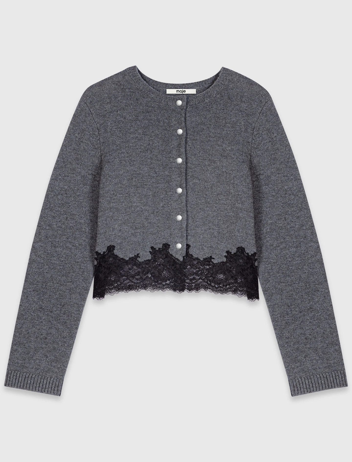 Twinset with lace trim - Grey