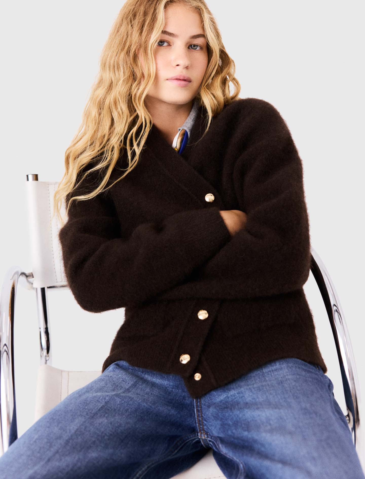 Long yak cardigan - Brown