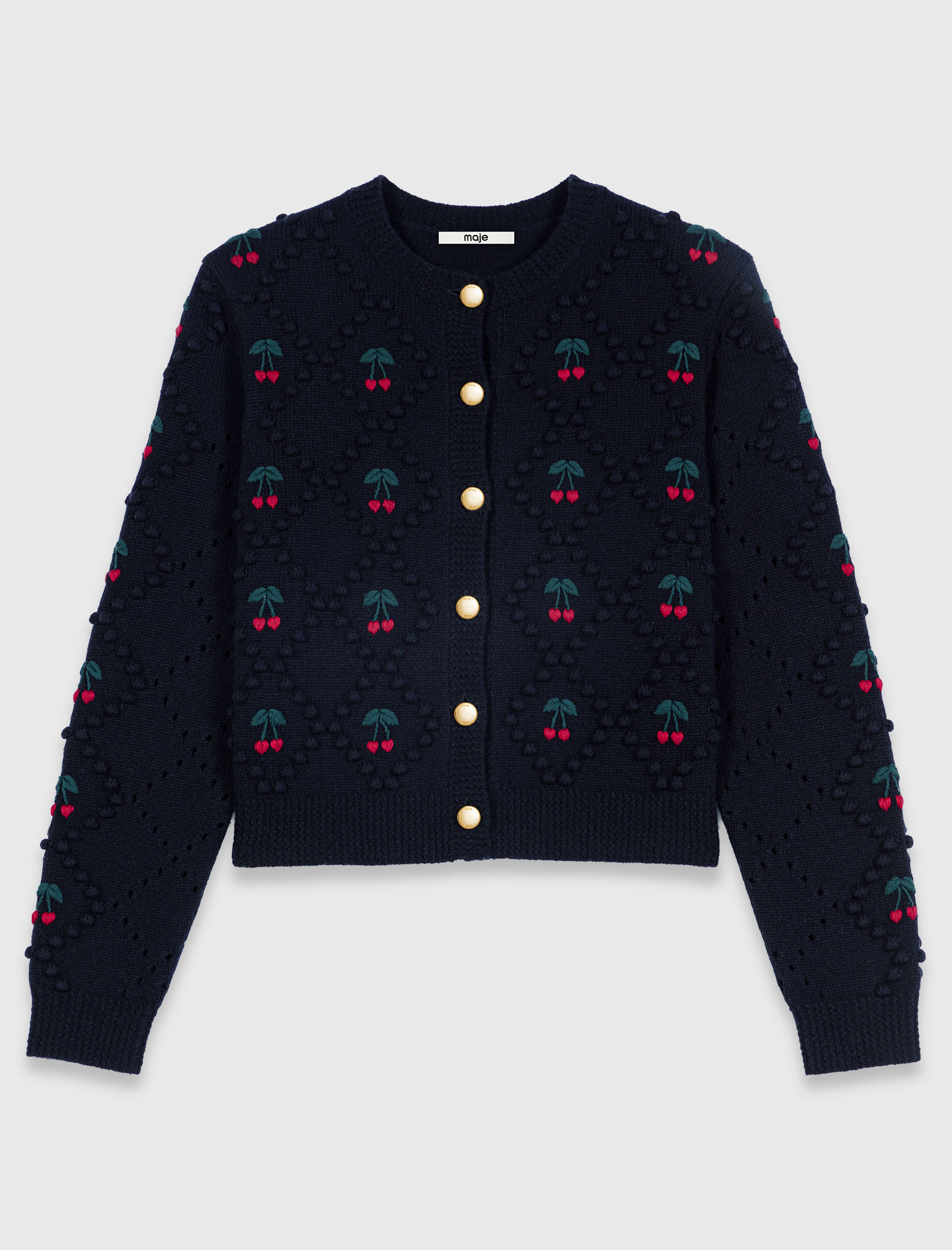Embroidered cherry cardigan - Navy