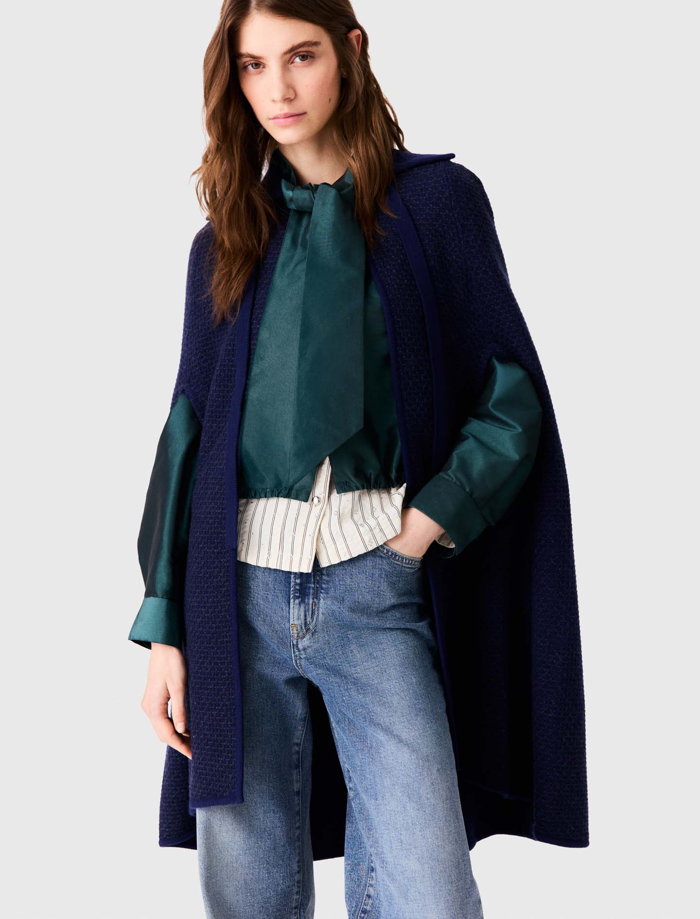 Longline cape cardigan - Navy