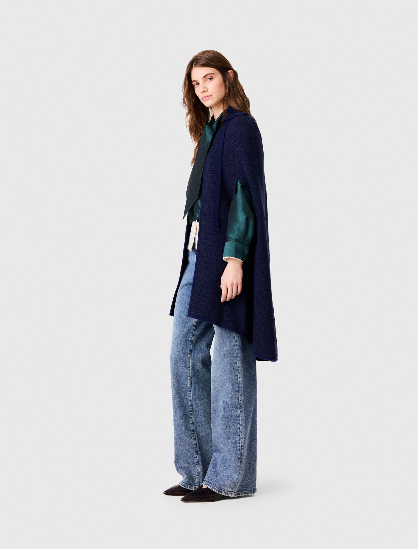 Longline cape cardigan - Navy