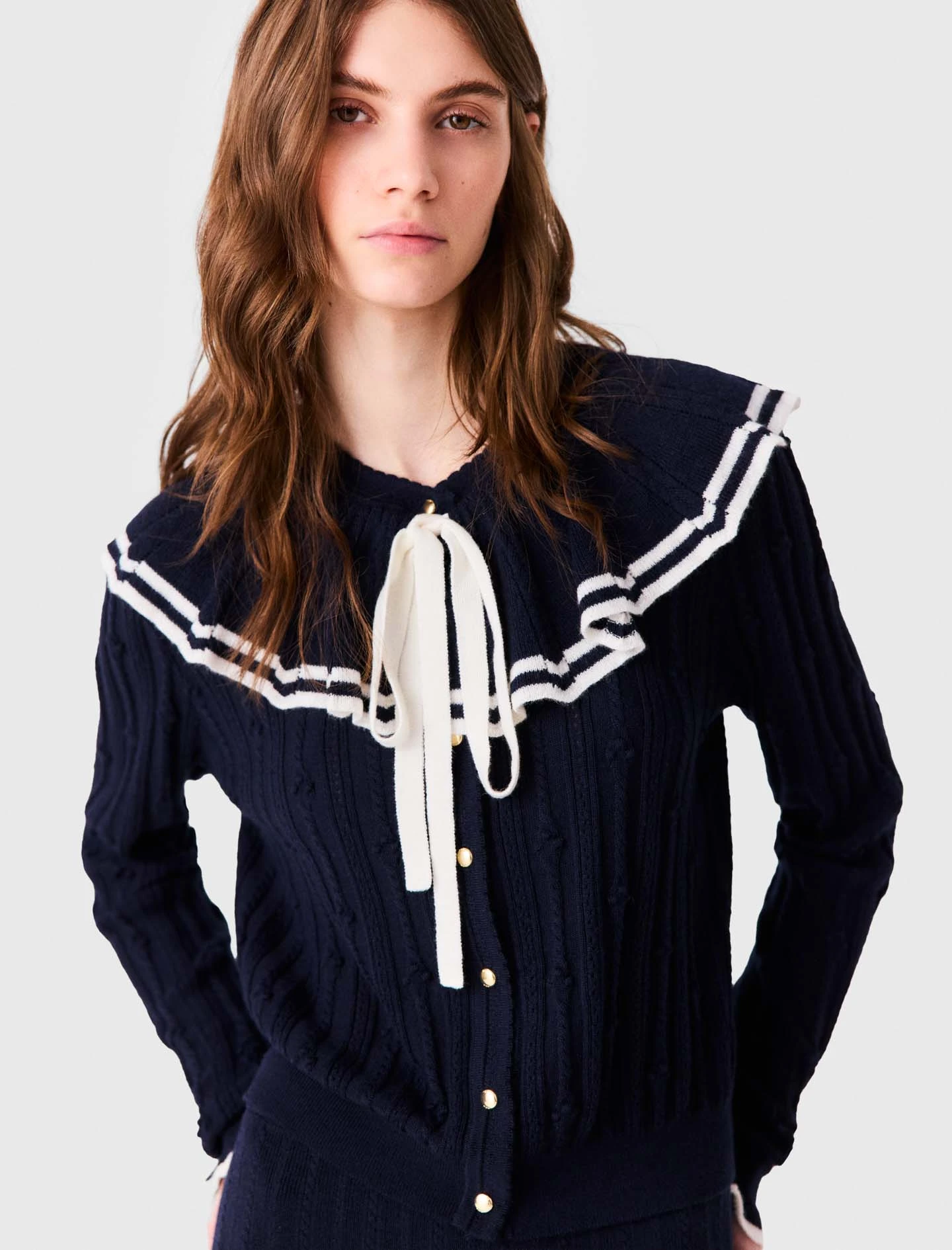Layered cape cardigan - Navy