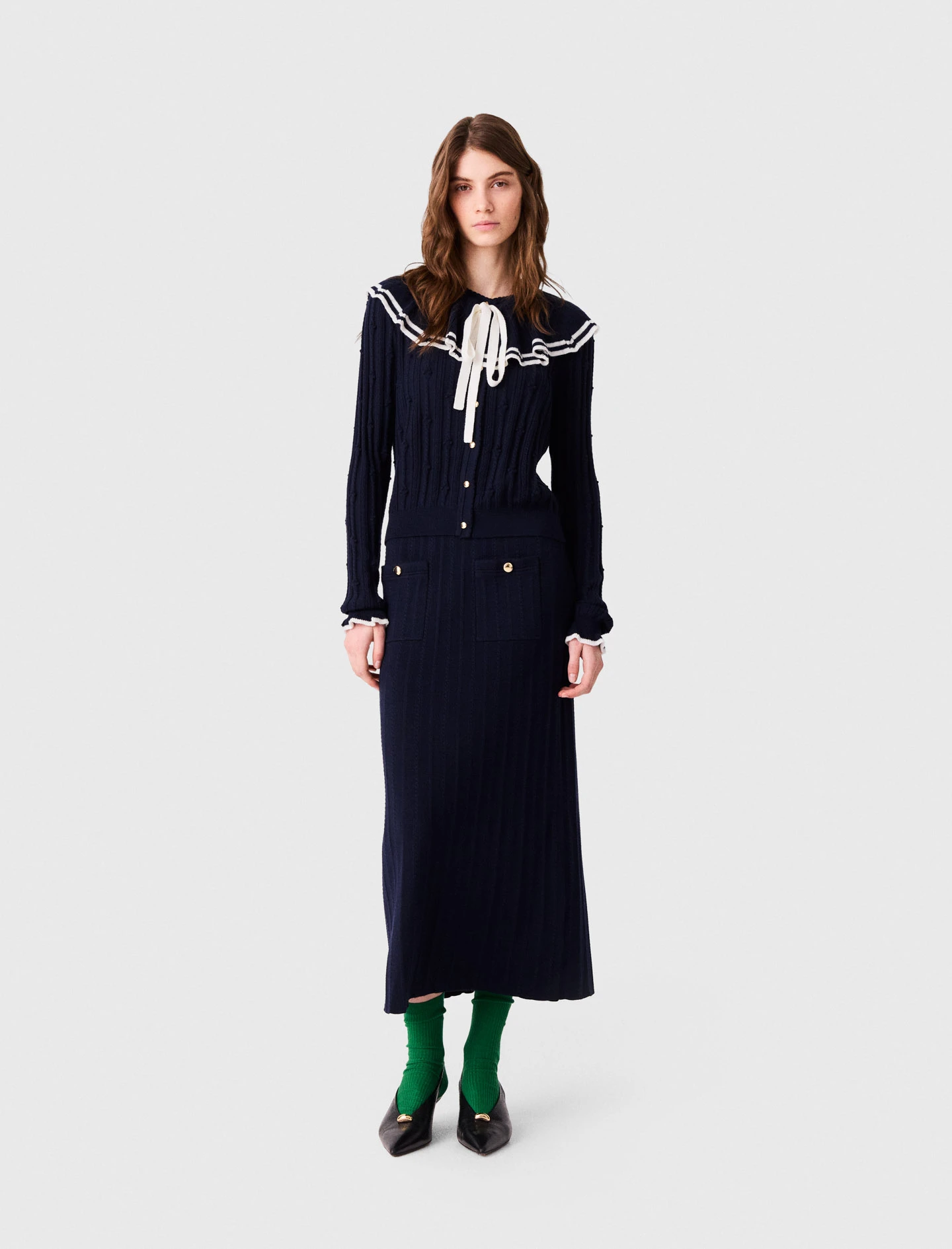 Layered cape cardigan - Navy
