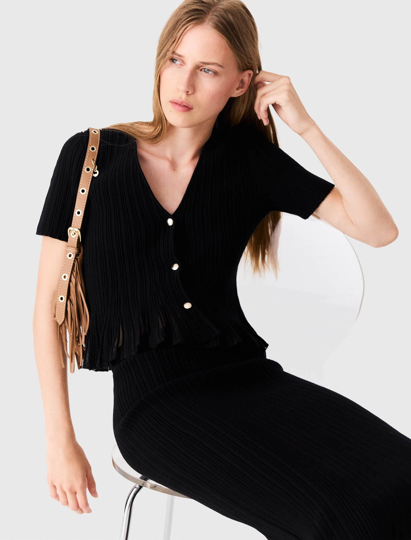Peplum cardigan - Black