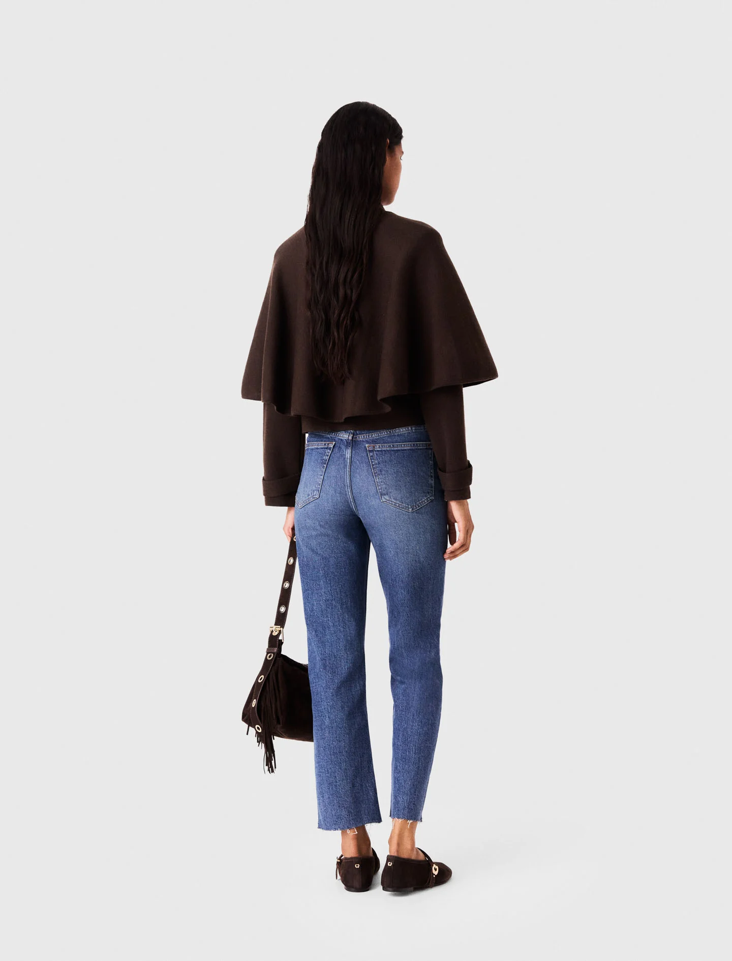 Cape-style cardigan - Brown