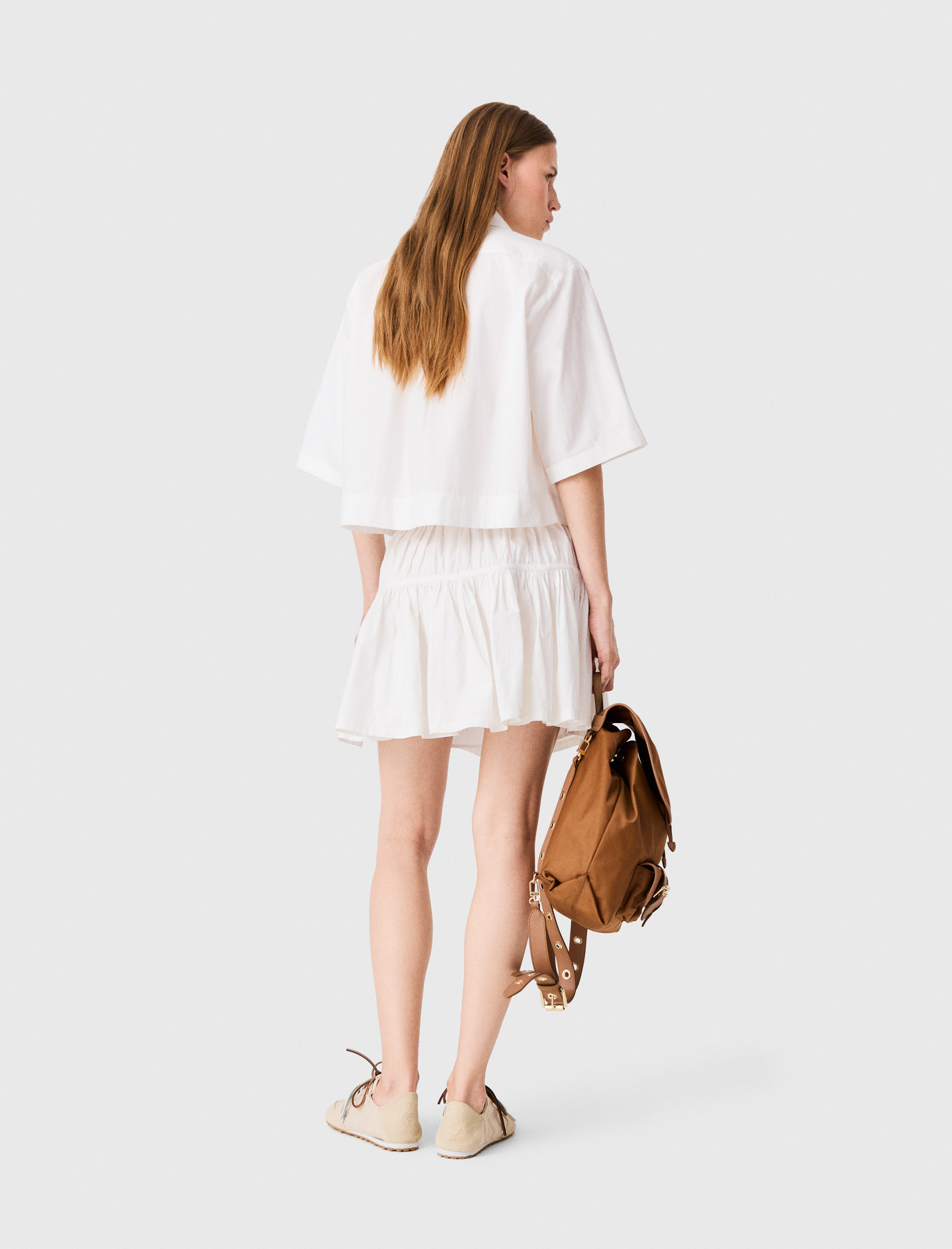 Cotton skirt with gold buttons - White