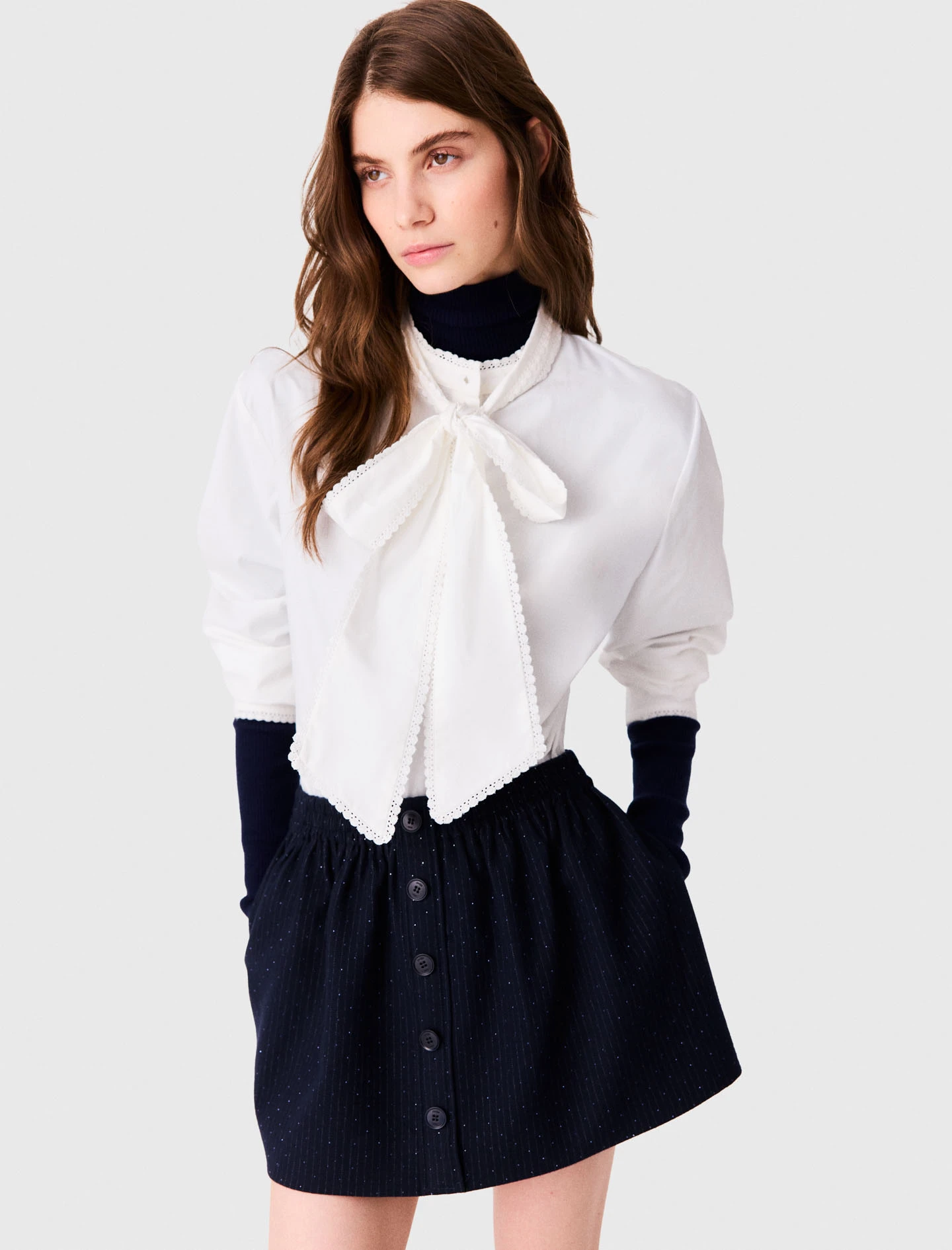 Short tailored rhinestone skirt - Navy