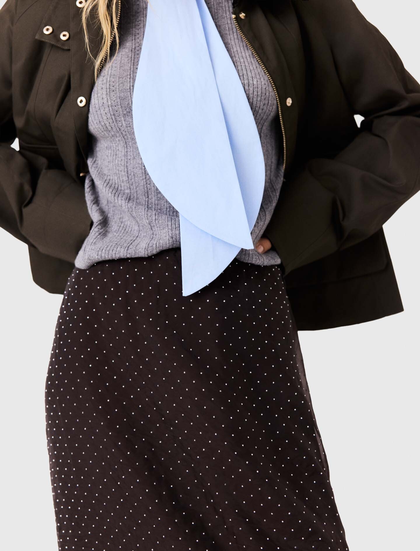 Rhinestone midi skirt - Brown