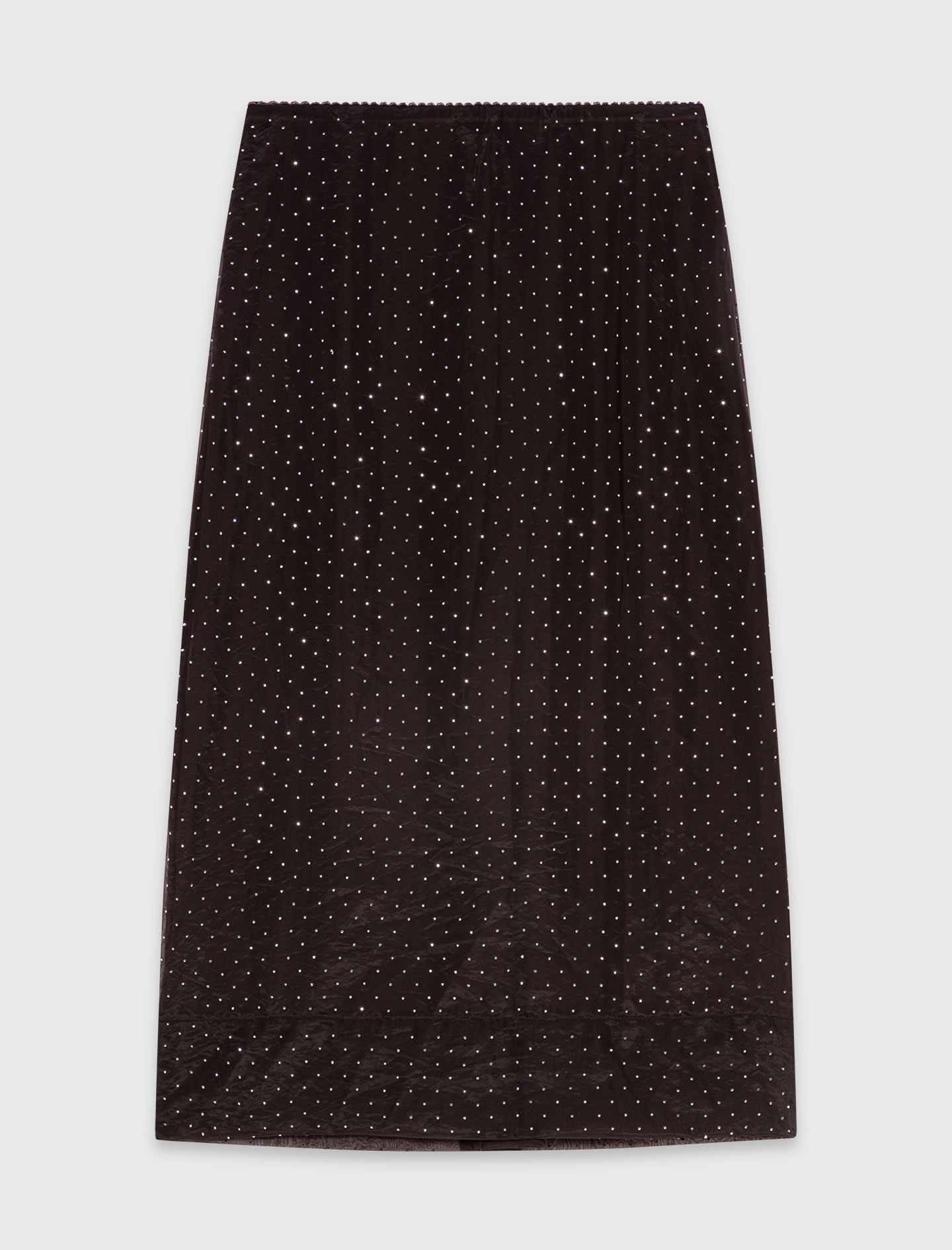 Rhinestone midi skirt - Brown