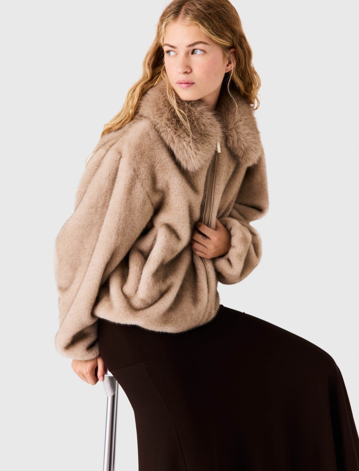 Faux fur jacket - Beige