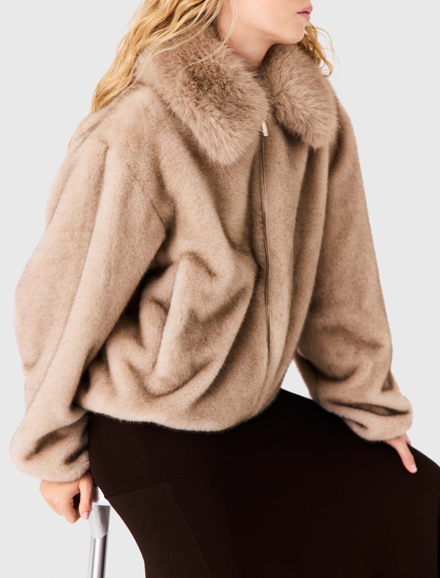 Faux fur jacket - Beige