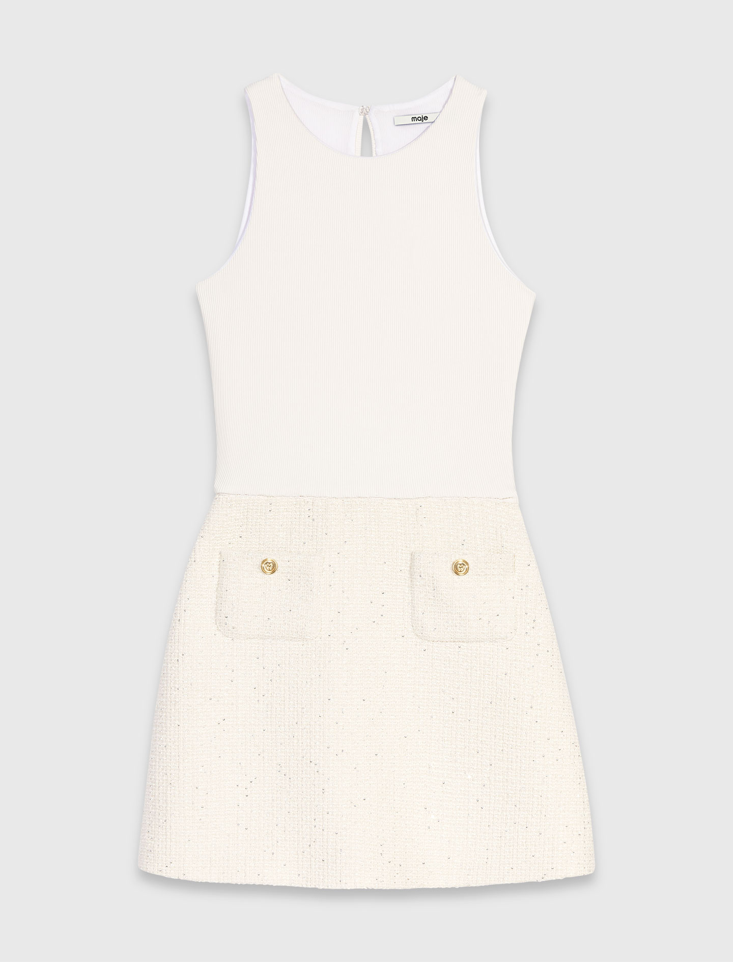 2-in-1 tweed dress - Ecru