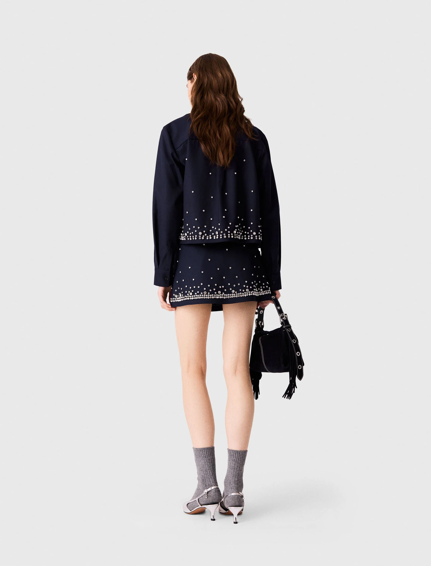 Rhinestone layered skort - Navy