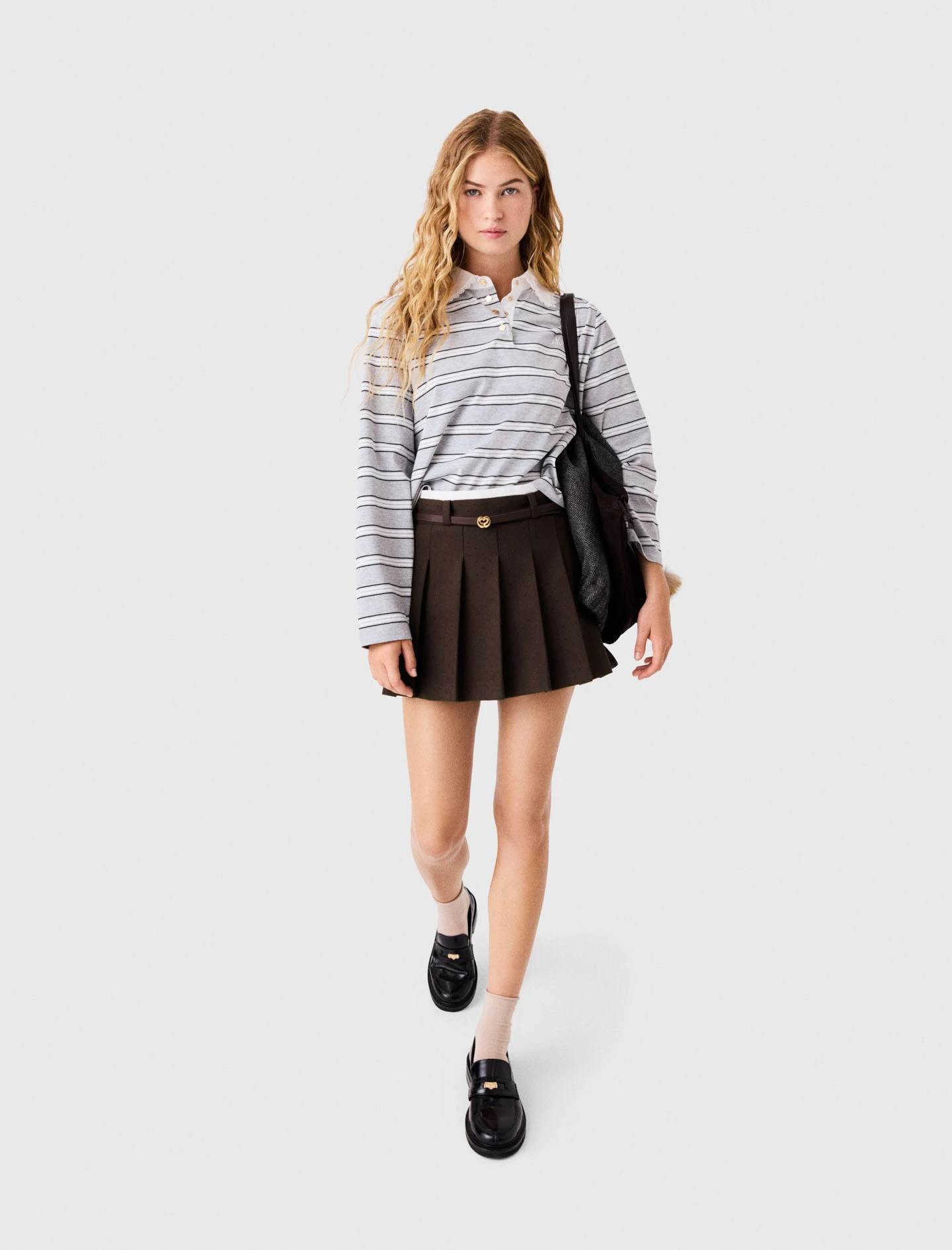 Rhinestone tailored skort - Brown