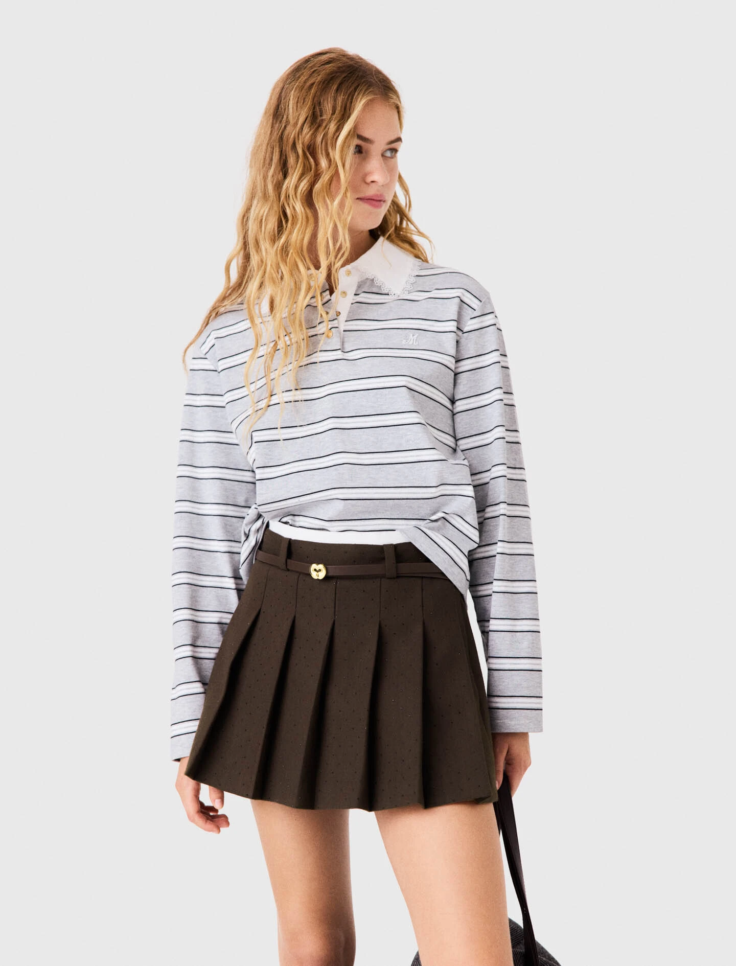 Rhinestone tailored skort - Brown