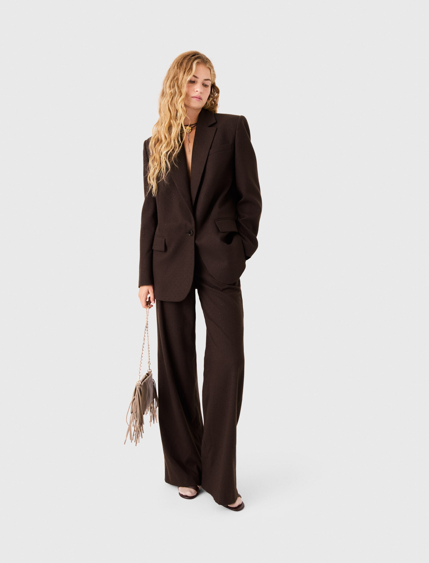 Rhinestone suit jacket - Brown