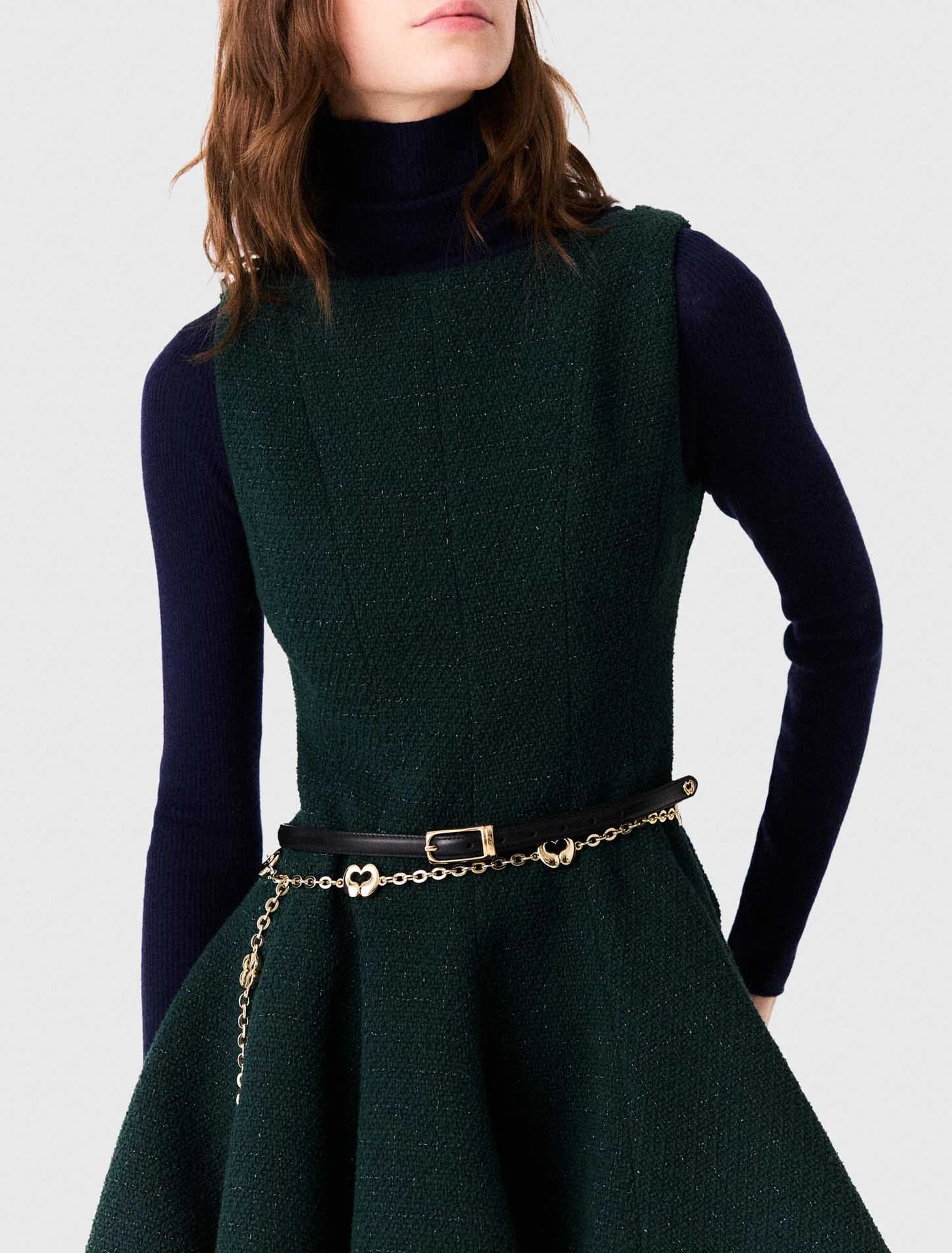 Short sleeveless tweed dress - Green