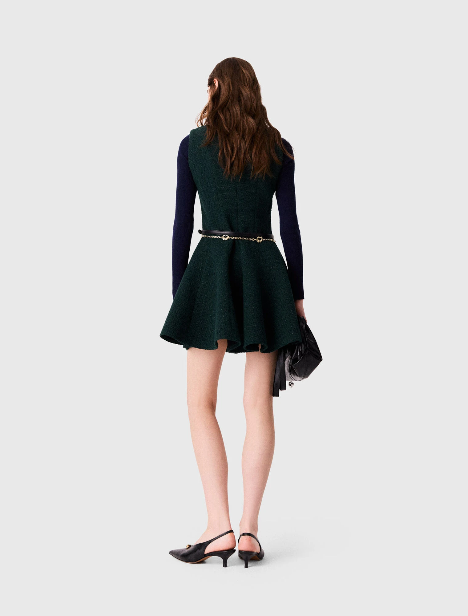 Short sleeveless tweed dress - Green