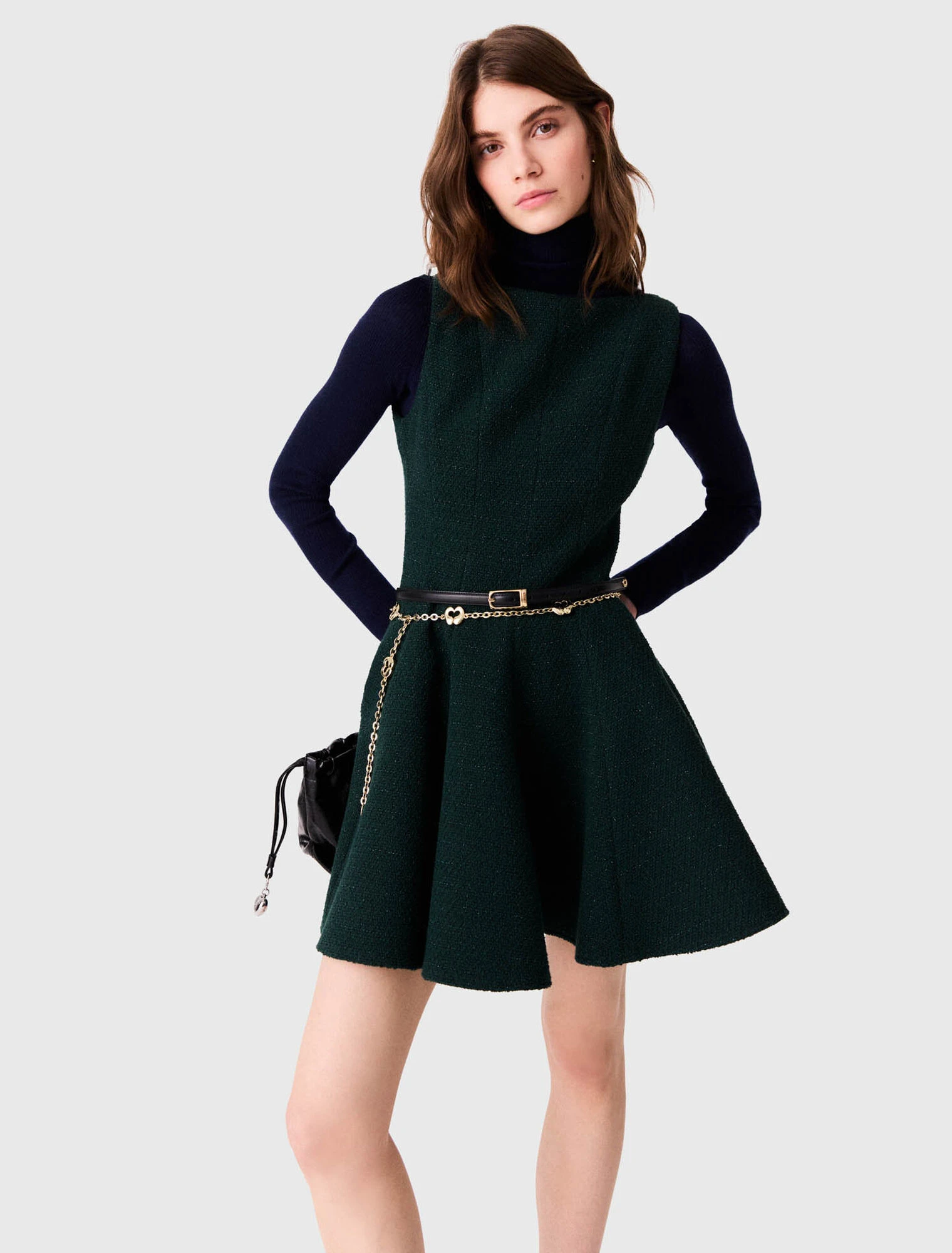 Short sleeveless tweed dress - Green