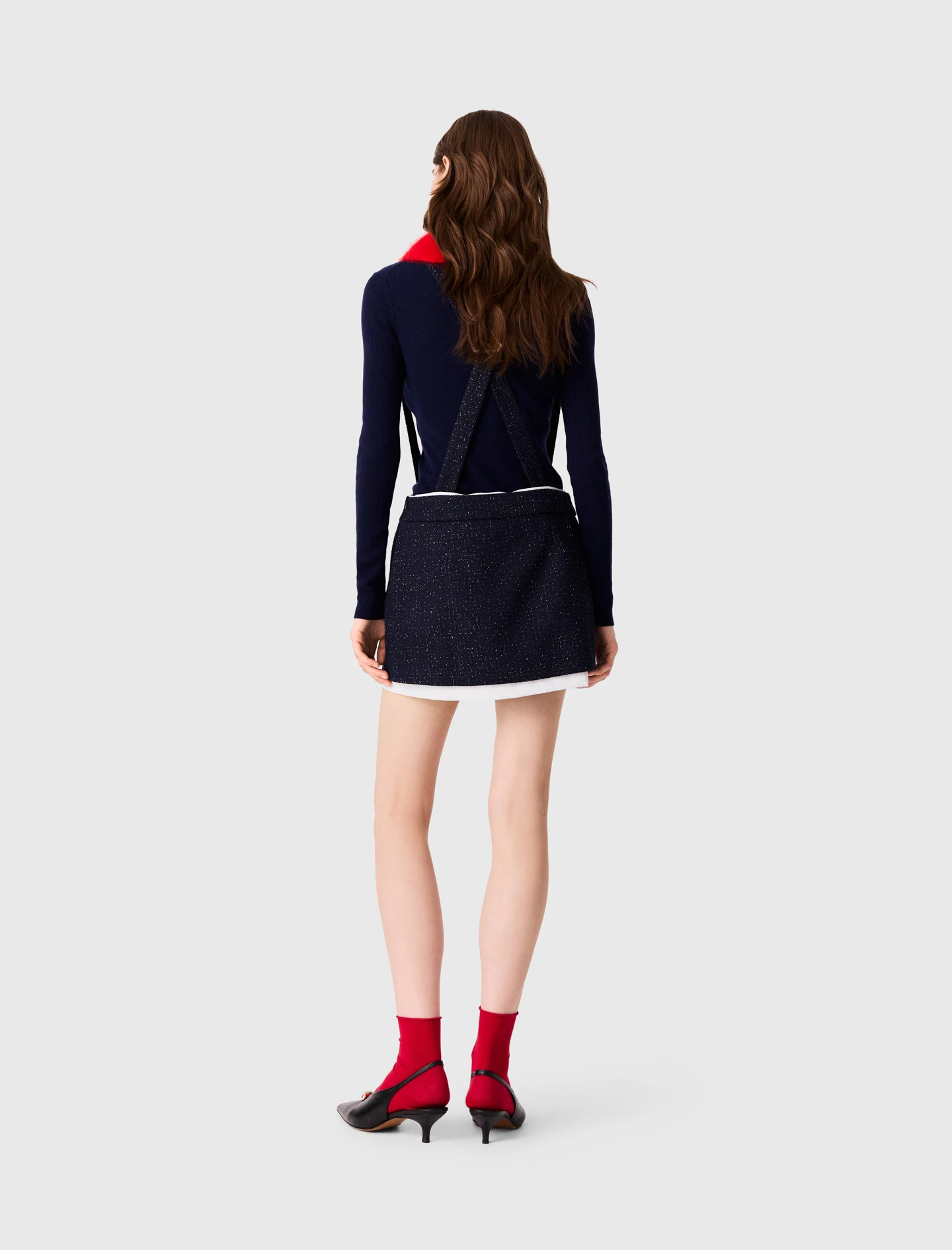 Contrast tweed shorts - Navy