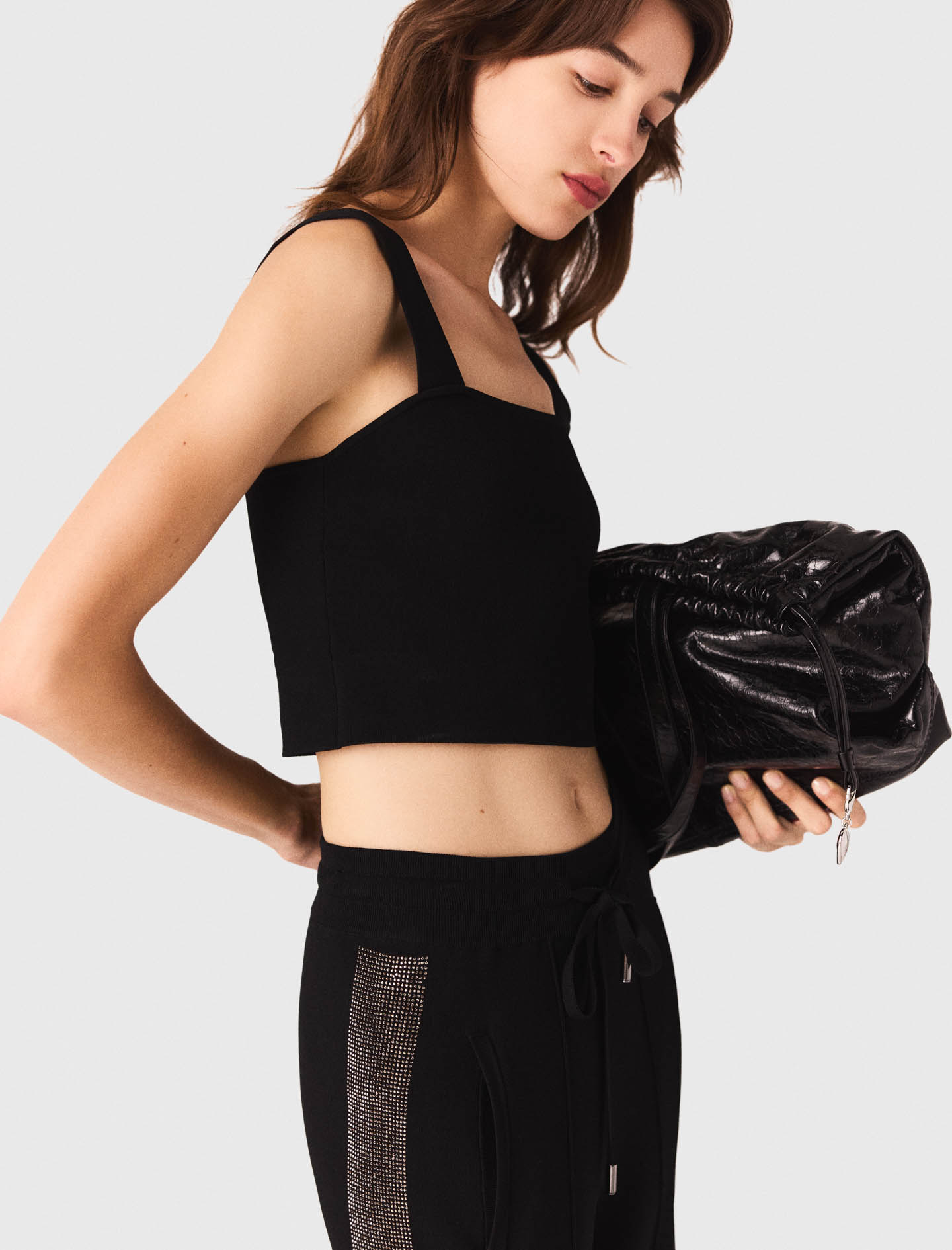 Knitted crop top - Black