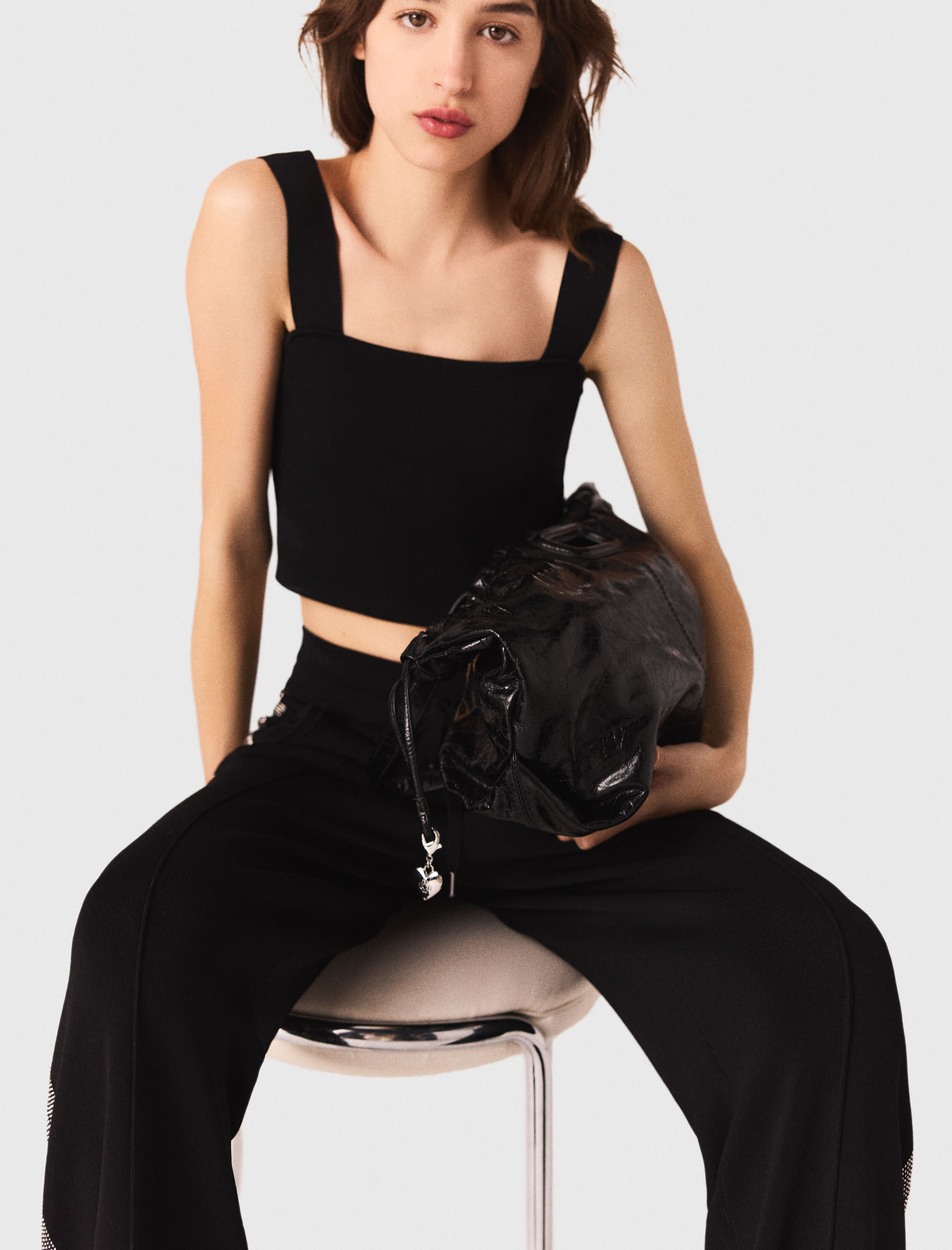 Knitted crop top - Black