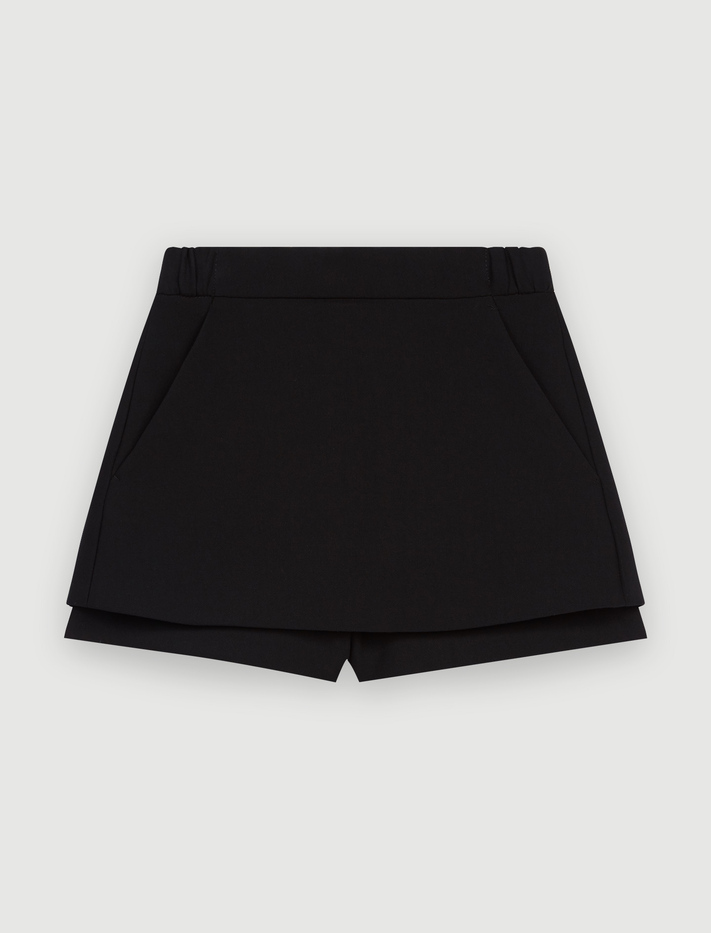 Trompe l'oeil shorts in crepe fabric - Black