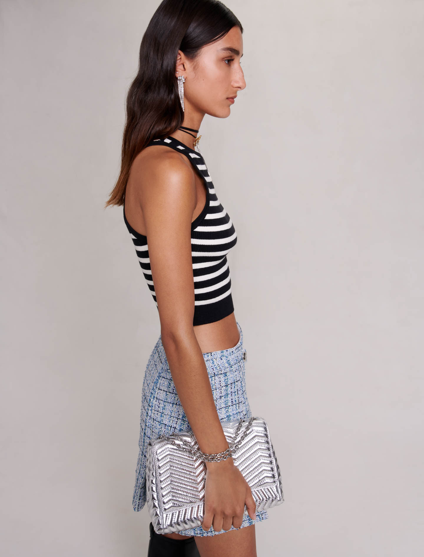 Striped Crop Top - Black