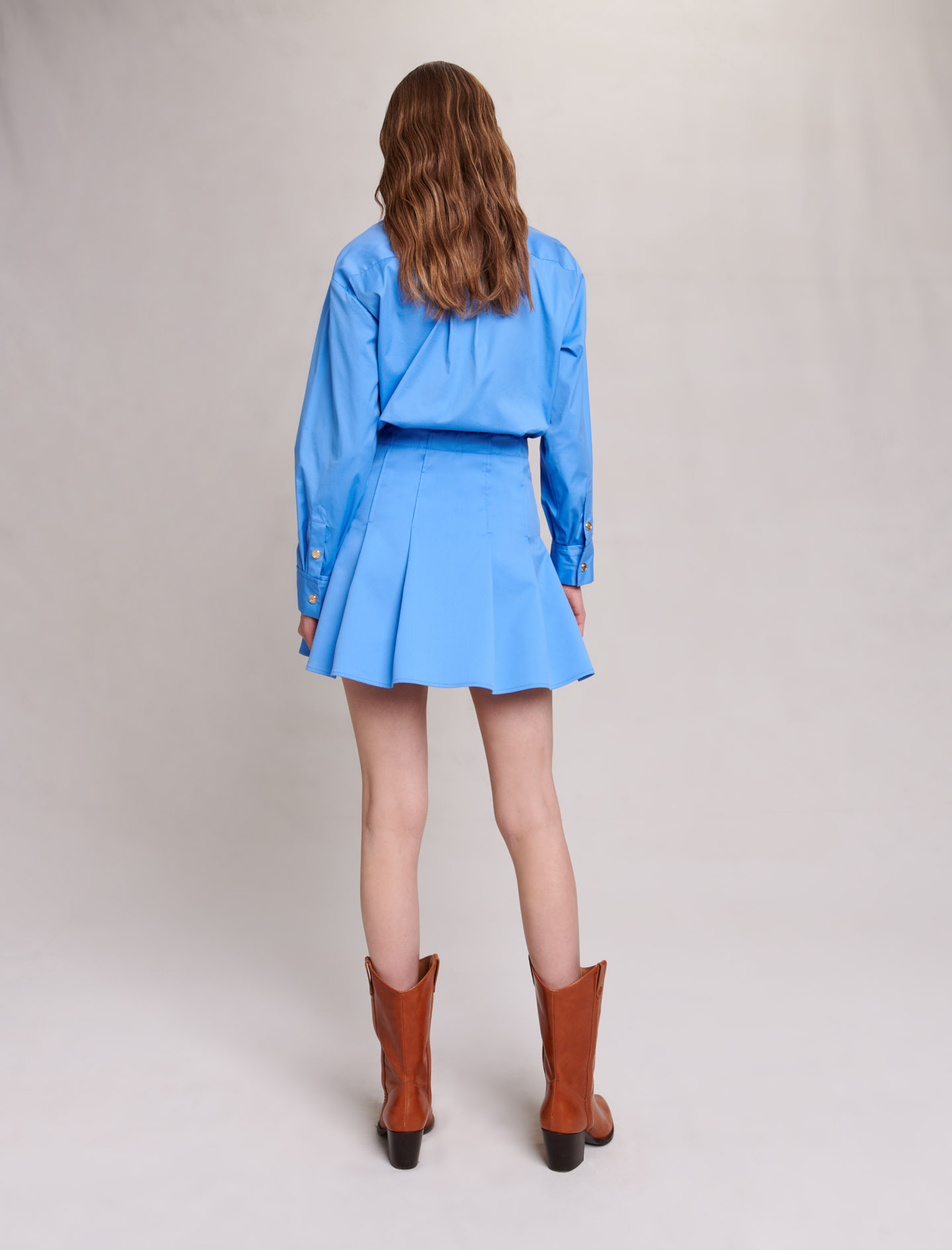 Blue Short Shirt Dress - Blue