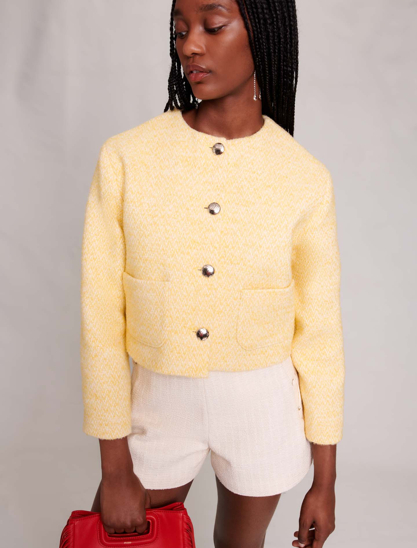 Short Jacket in Tweed - Yellow