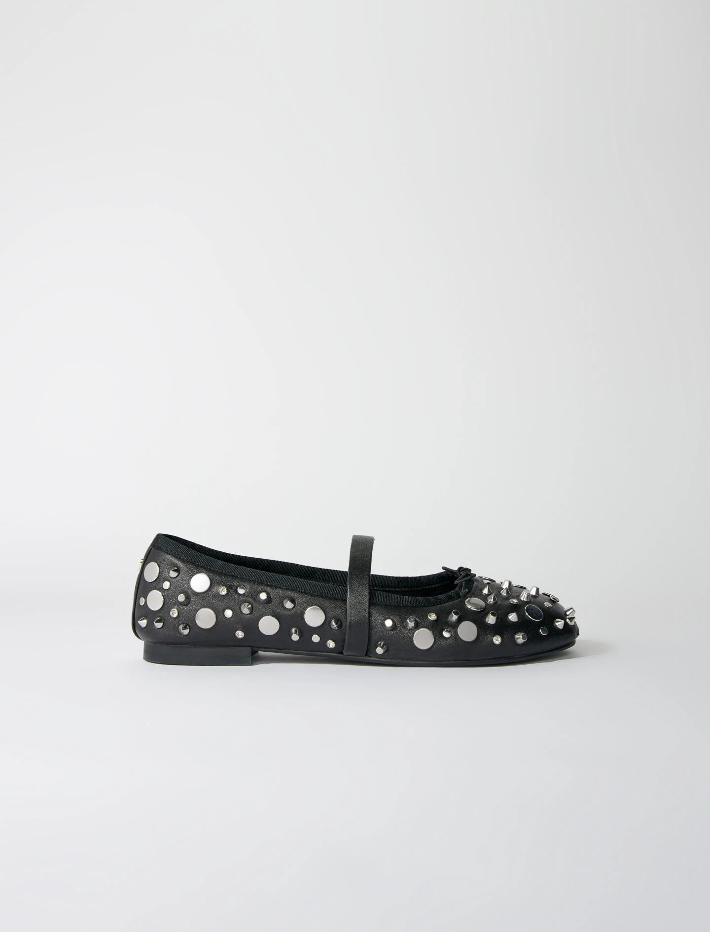 Studded Ballet Flats - Black
