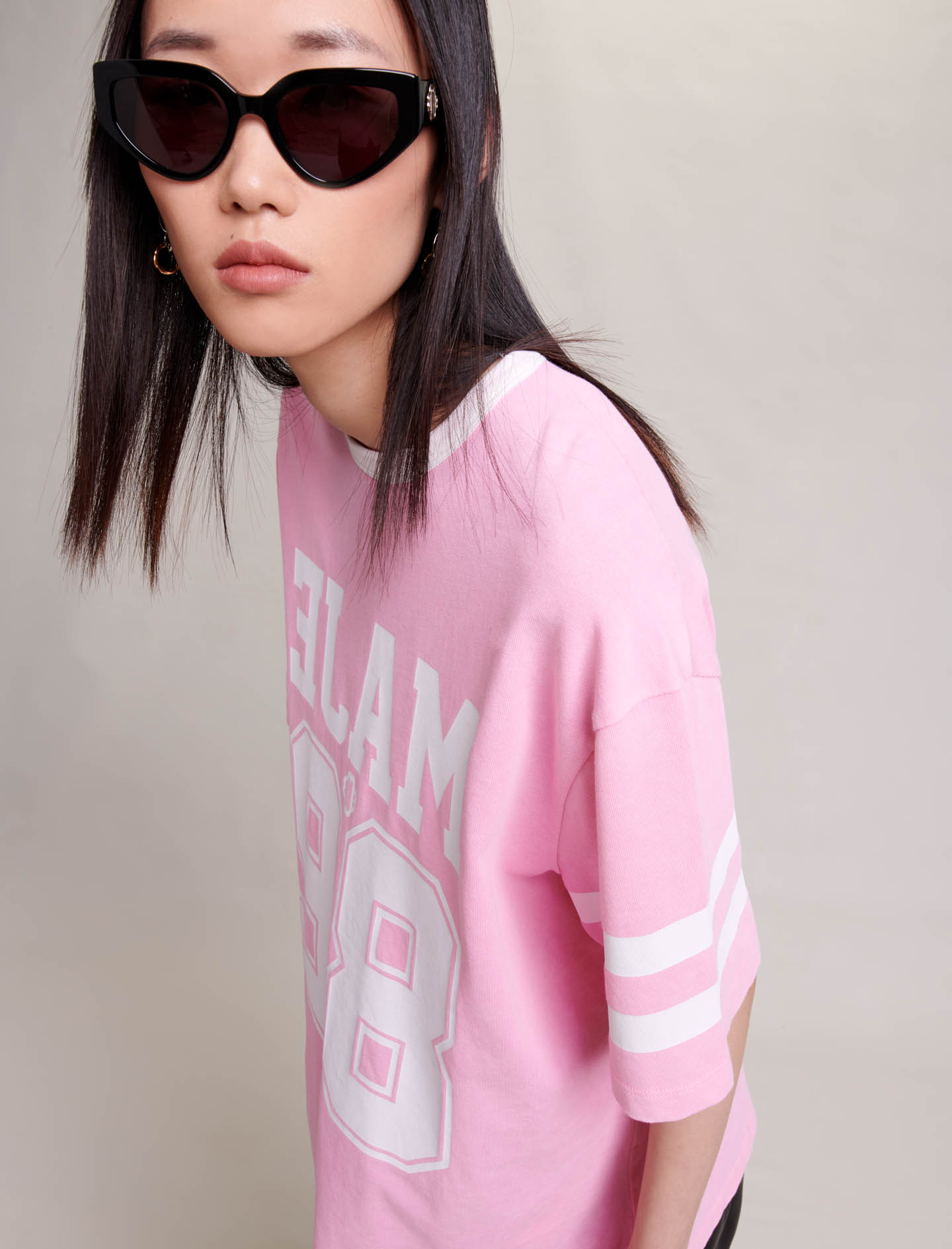 Oversized Cotton T shirt - Pink