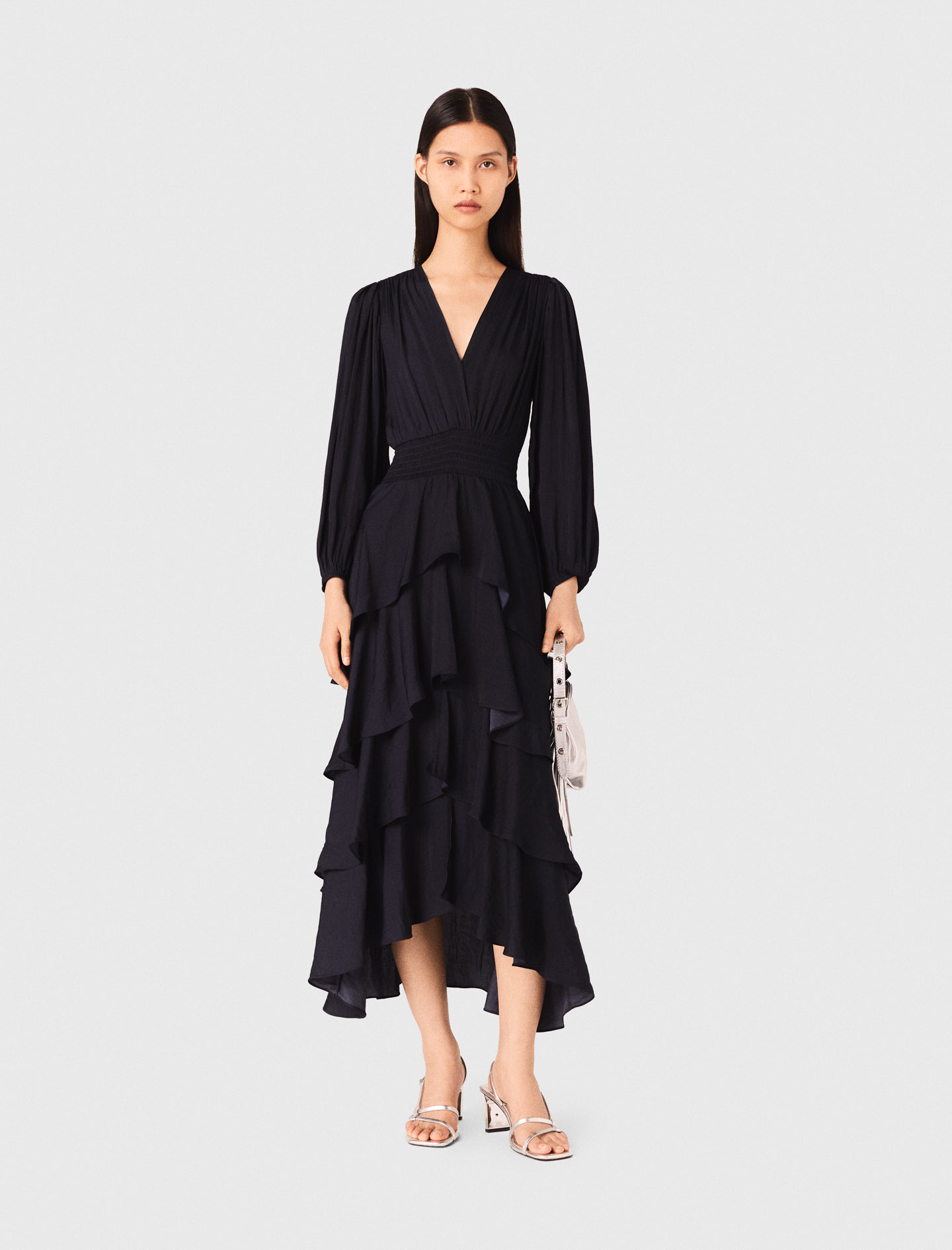 Ruffled Maxi Dress - Navy