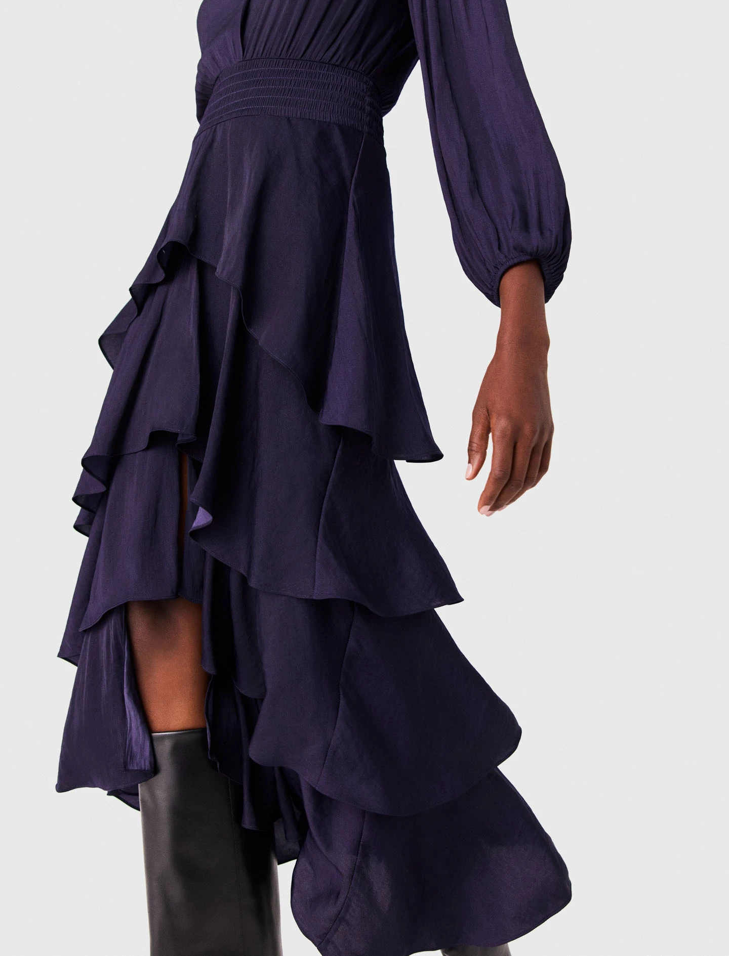 Ruffled Maxi Dress - Navy