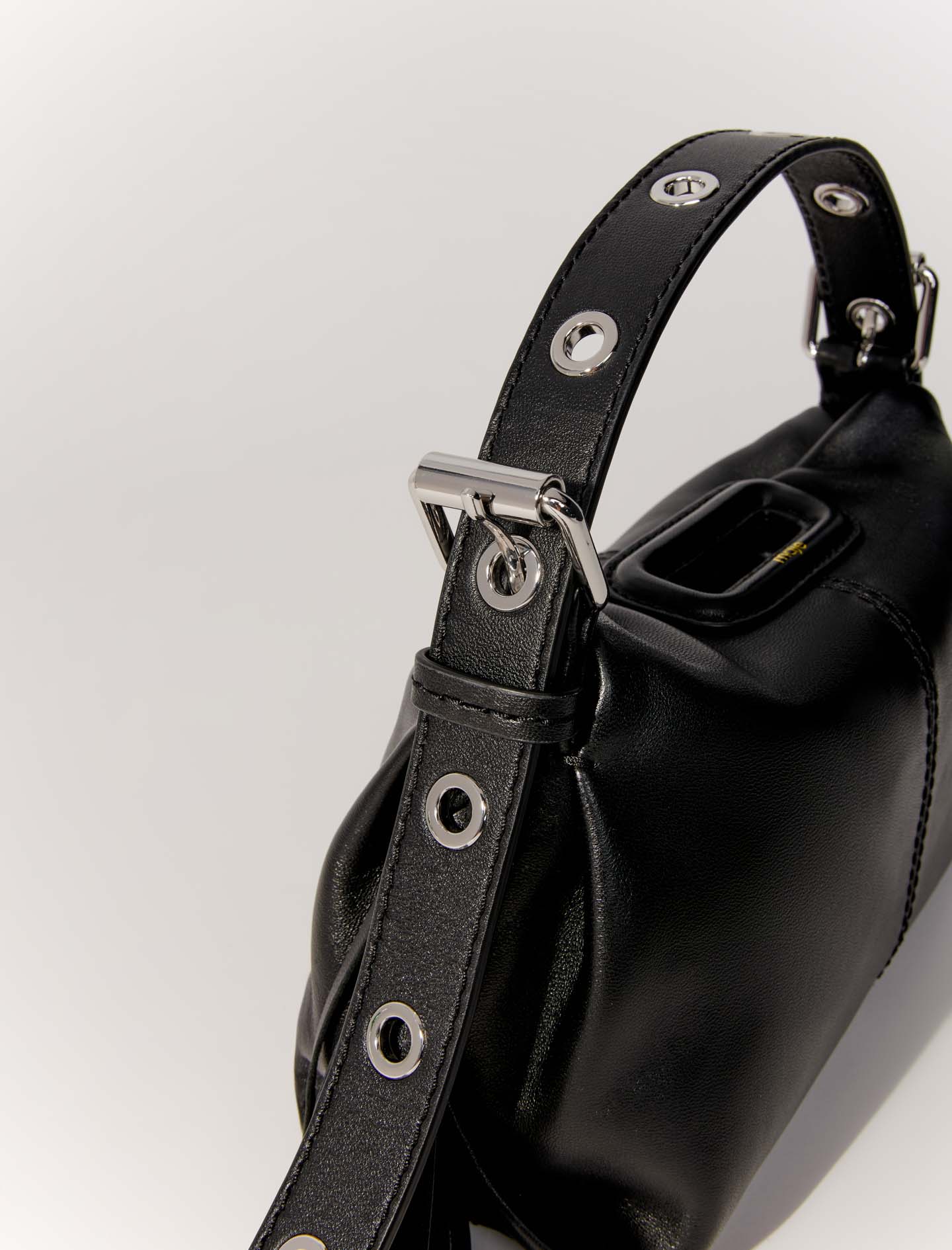 Smooth Leather Mini Miss M Bag - Black