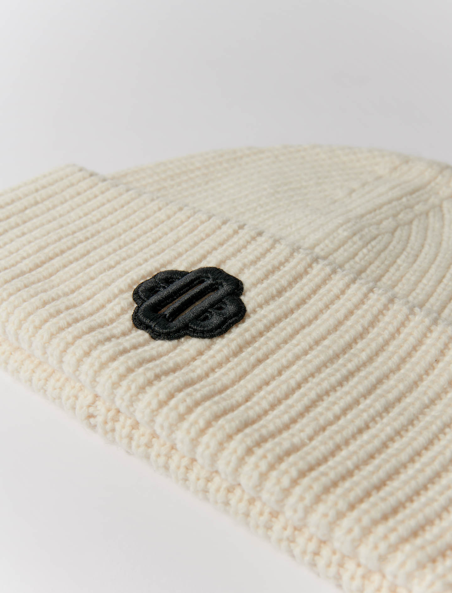 Rib Knit Beanie in Wool Blend - White