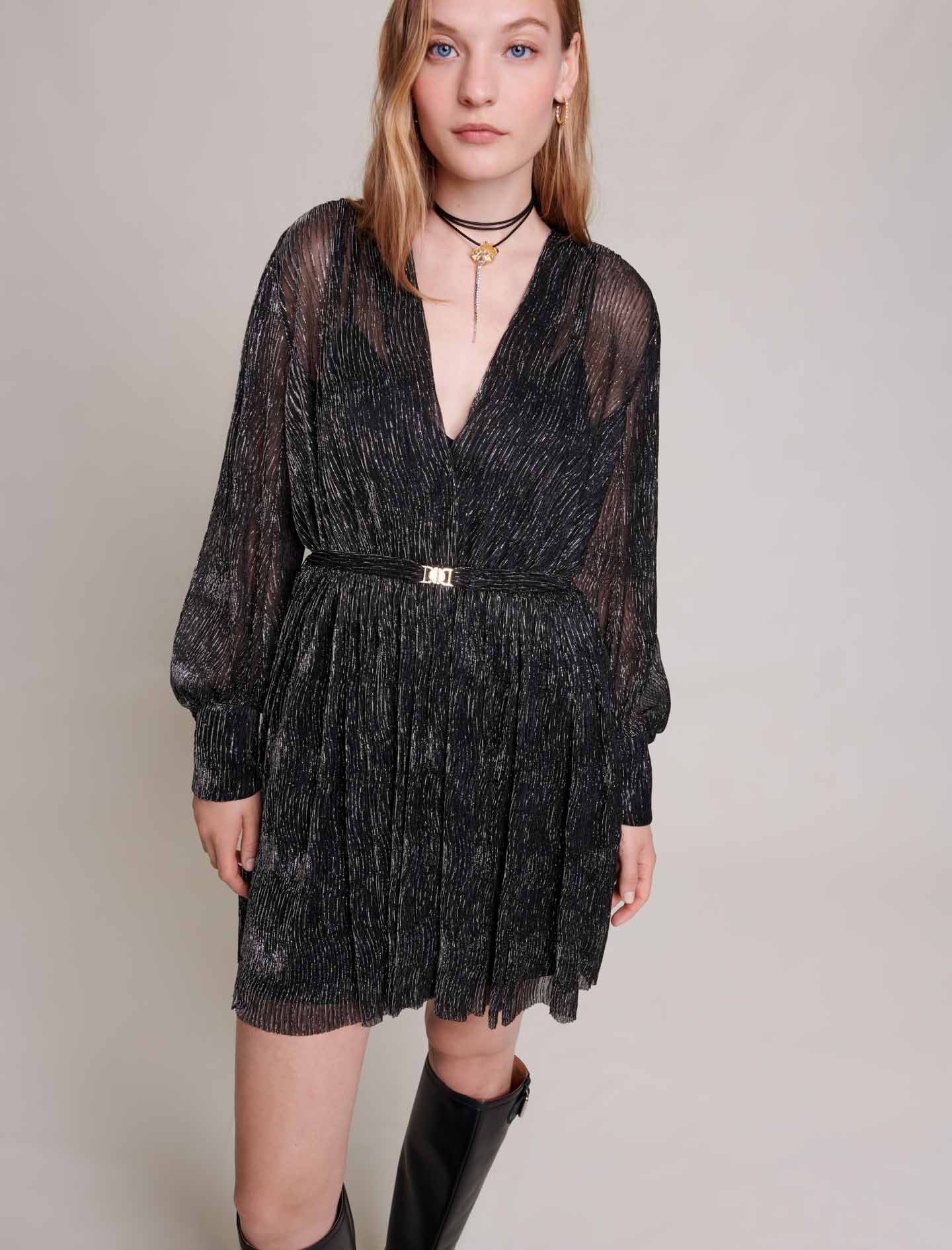 Short Metallic Dress - Black