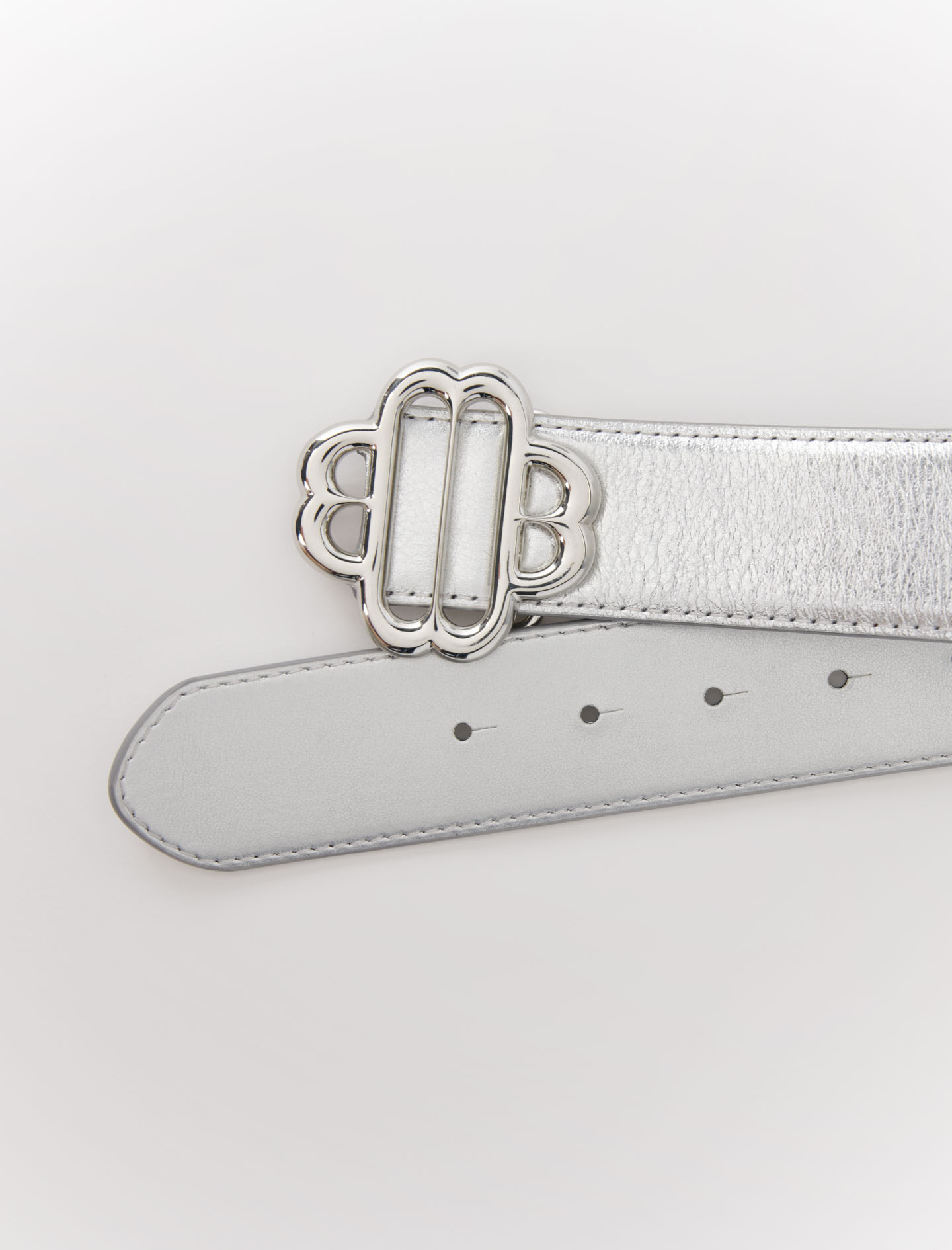 Clover Belt in Metallic Leather - Silver