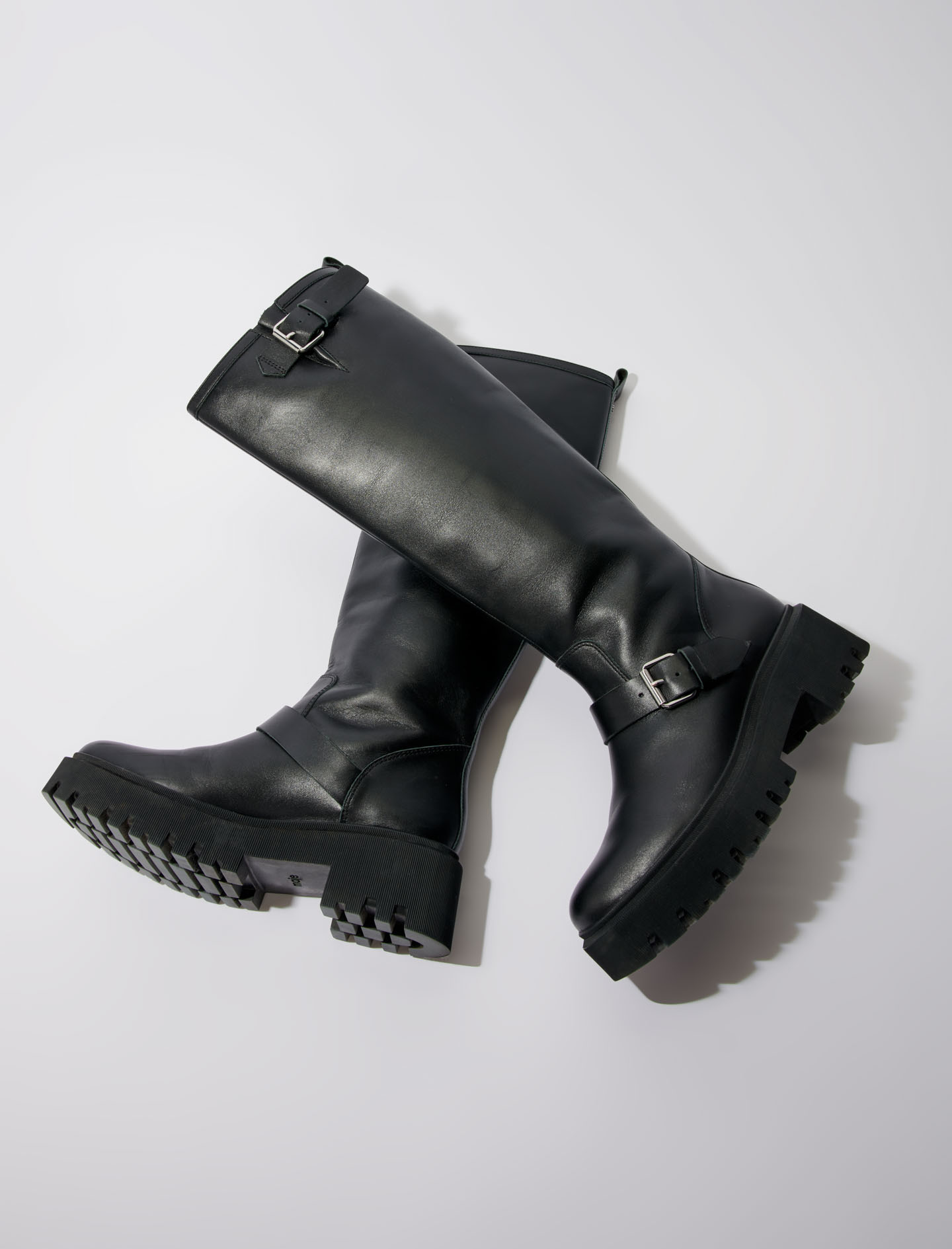 Biker Boots in Smooth Leather - Black