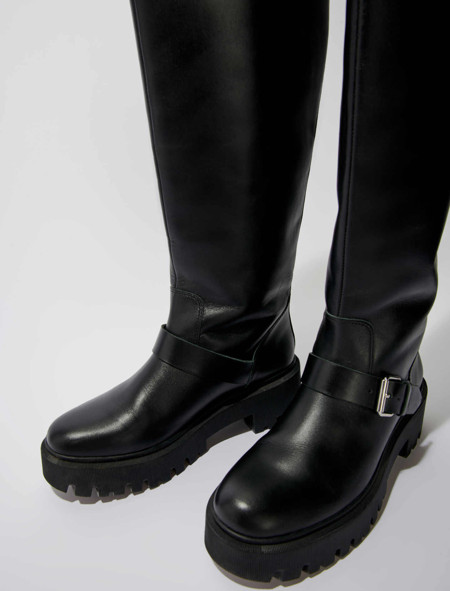 Biker Boots in Smooth Leather - Black
