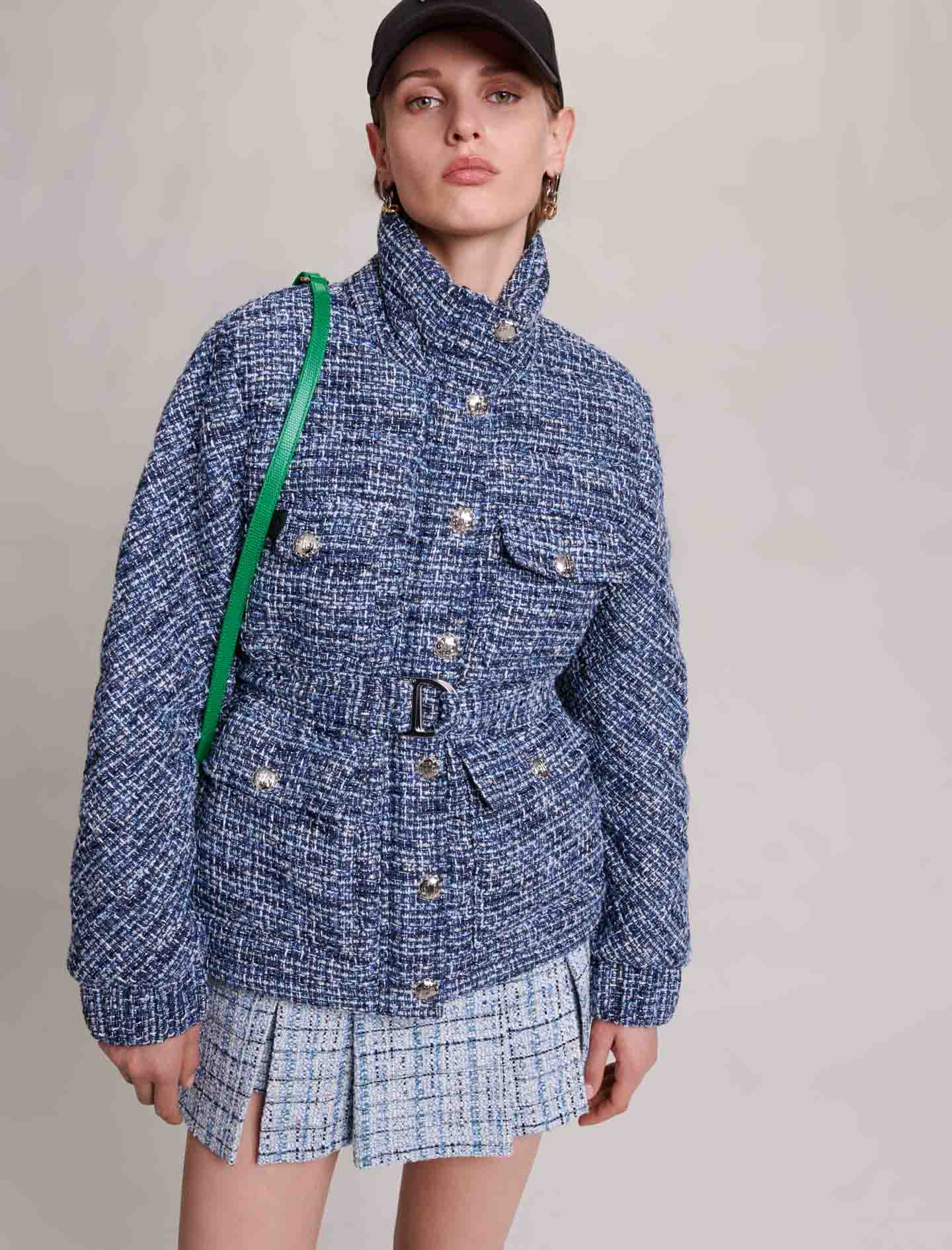 Quilted Tweed Puffer jacket - Blue