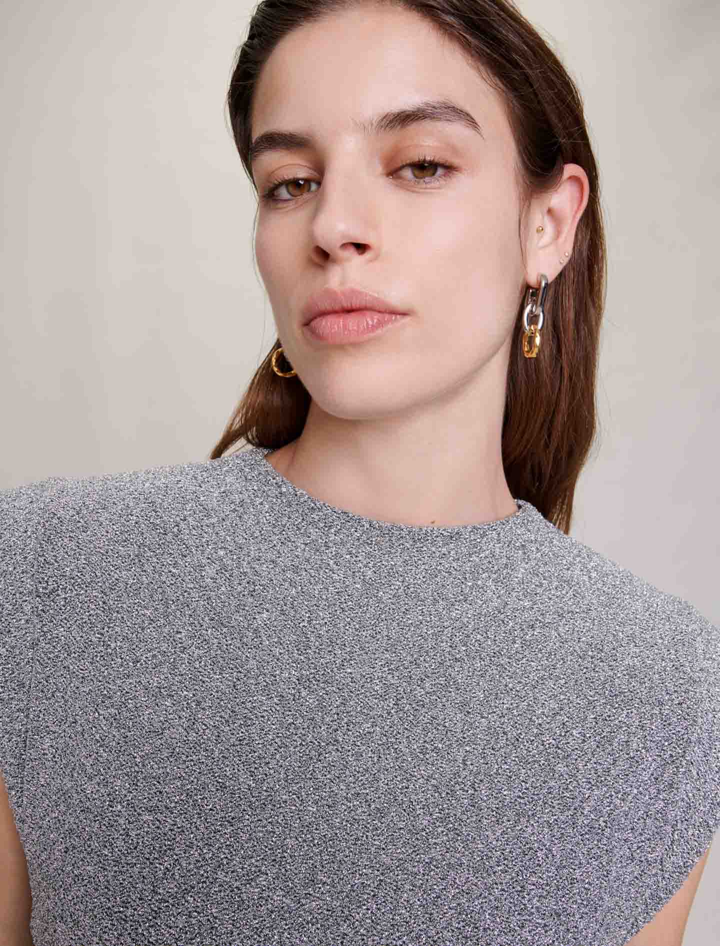 Shiny Knit short dress - Silver