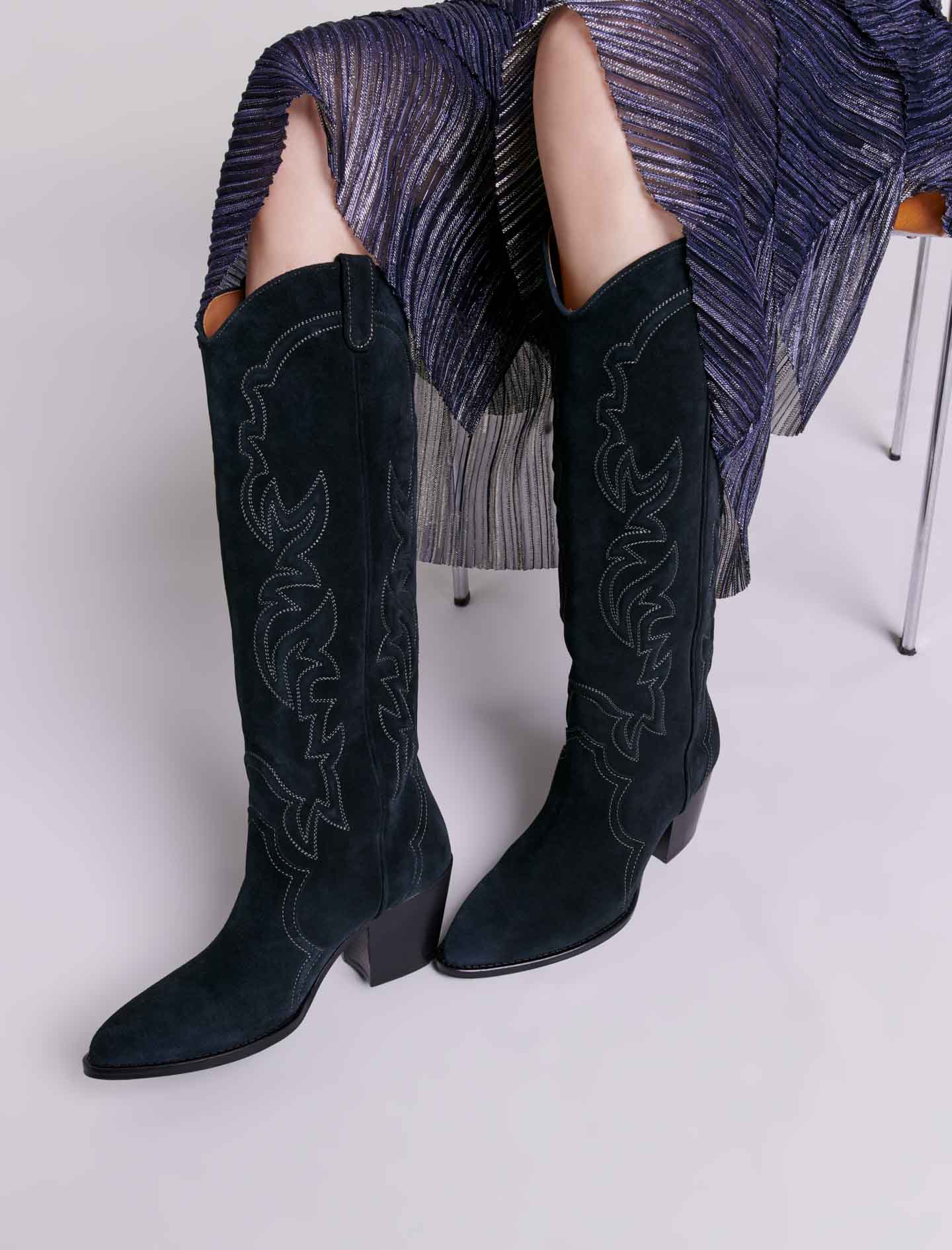 High cowboy boots - Black