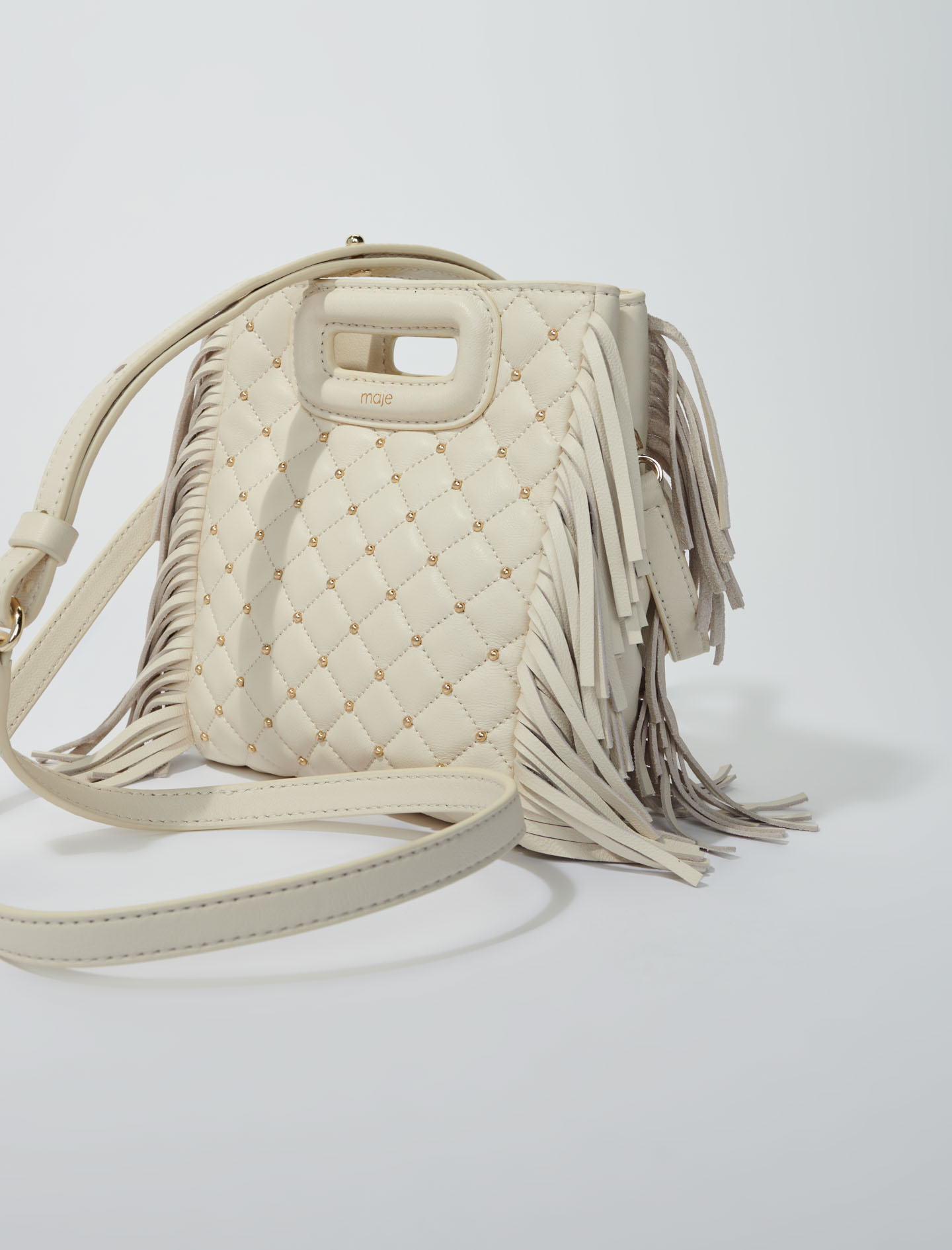 M Mini bag in quilted leather with studs - Ecru